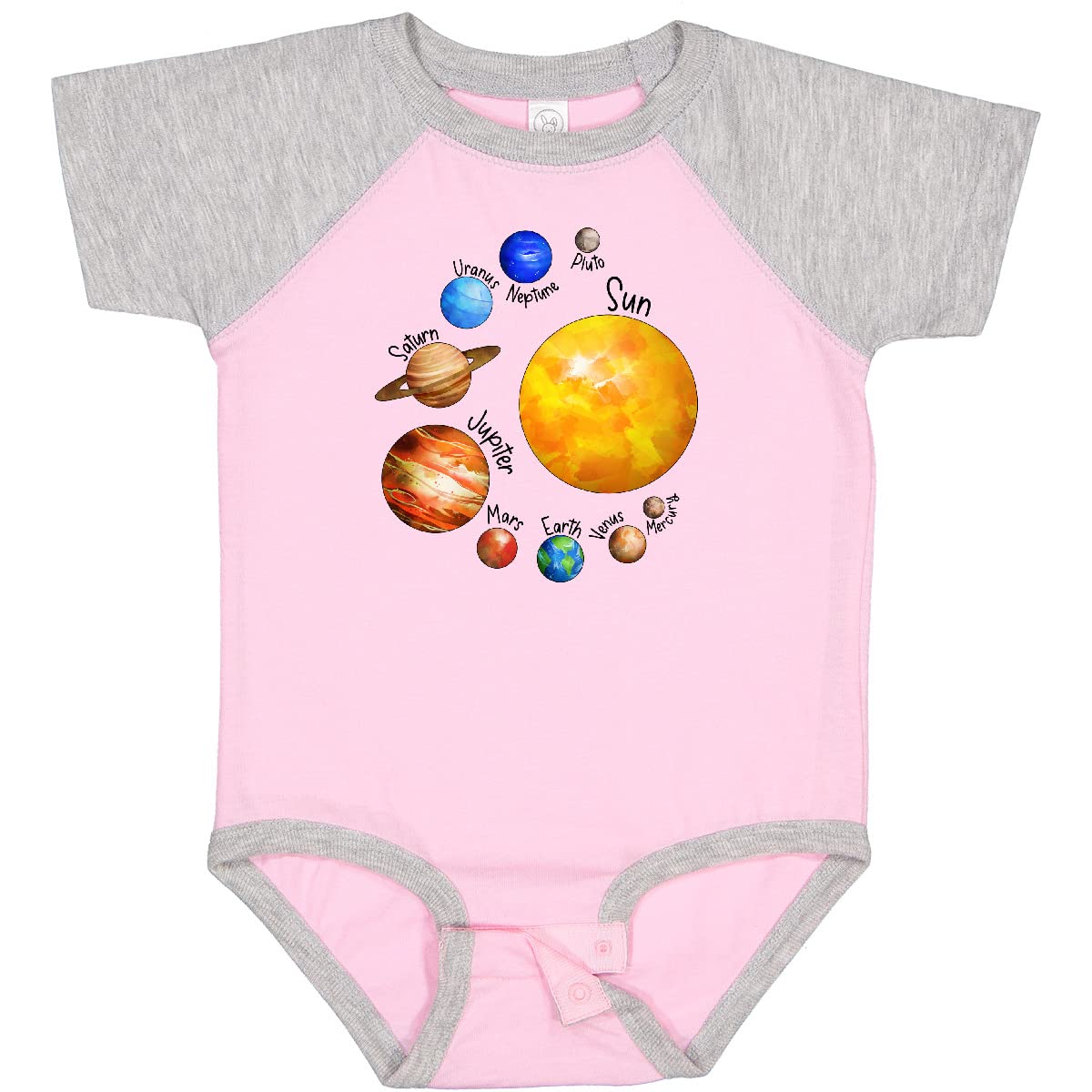 Inktastic Sun and Planets - Yes, and Pluto Baby Bodysuit | Cute Astronomy Space Themed Onesie for Infants & Toddlers | Perfect for Science Lovers, Space Enthusiasts, and Everyday Wear