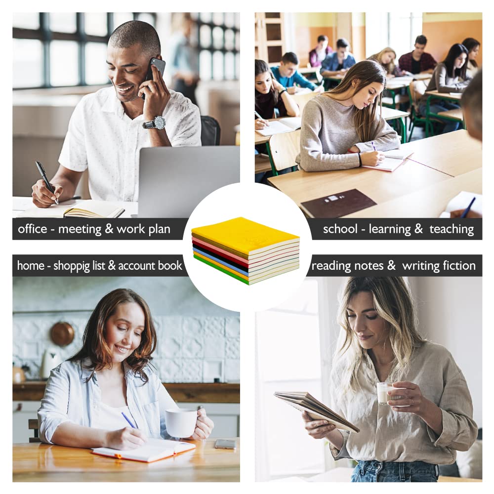 SINOBAND B6 4-Pack Mini PU Leather Notebook Set - Colorful Writing Journal, Travel Diary & Daily Notepad for School, Office & Gift (4 Random Colors) - Perfect for Note Taking, Planning & Creative Writing