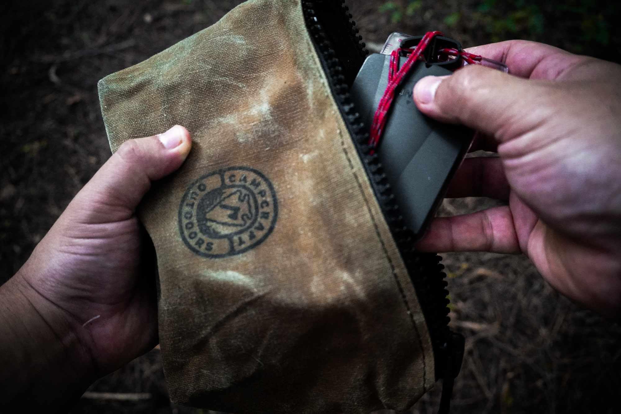 Waxed Canvas Camping Tote Bag - Bushcraft Fire Kit & Tool Pouch for Outdoor Adventures