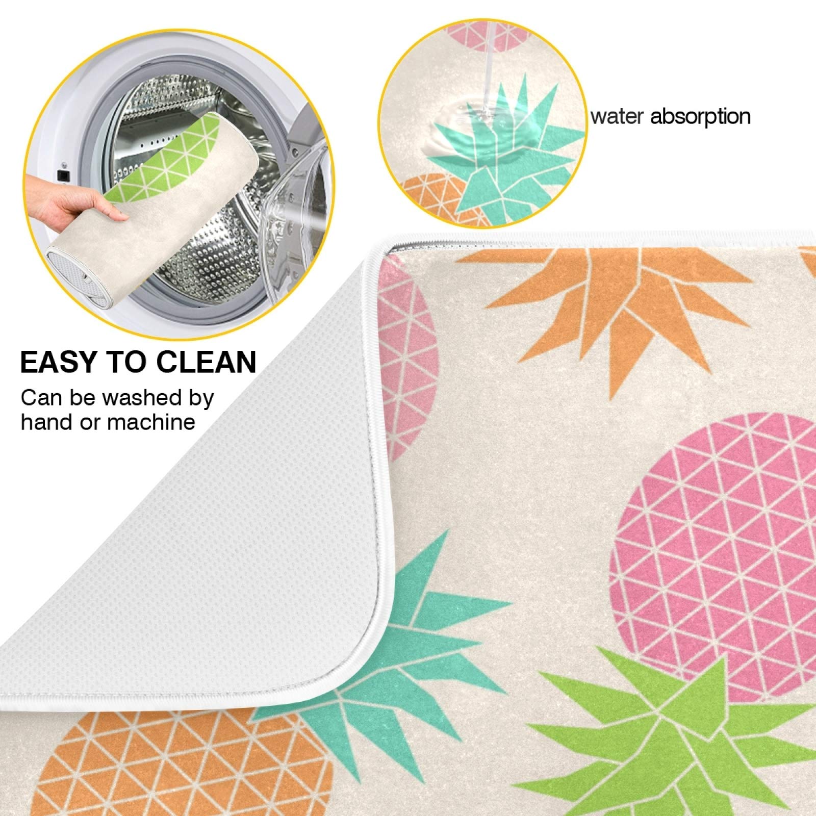 Susiyo Pastel Geometric Pineapple Dish Drying Mat - Super Absorbent Microfiber Kitchen Counter Mat (16x18 Inch) | Heat-Resistant, Non-Slip & Quick-Drying | Perfect for Drying Dishes, Utensils & Cookware | Stylish Kitchen Decor for Countertops & Sinks