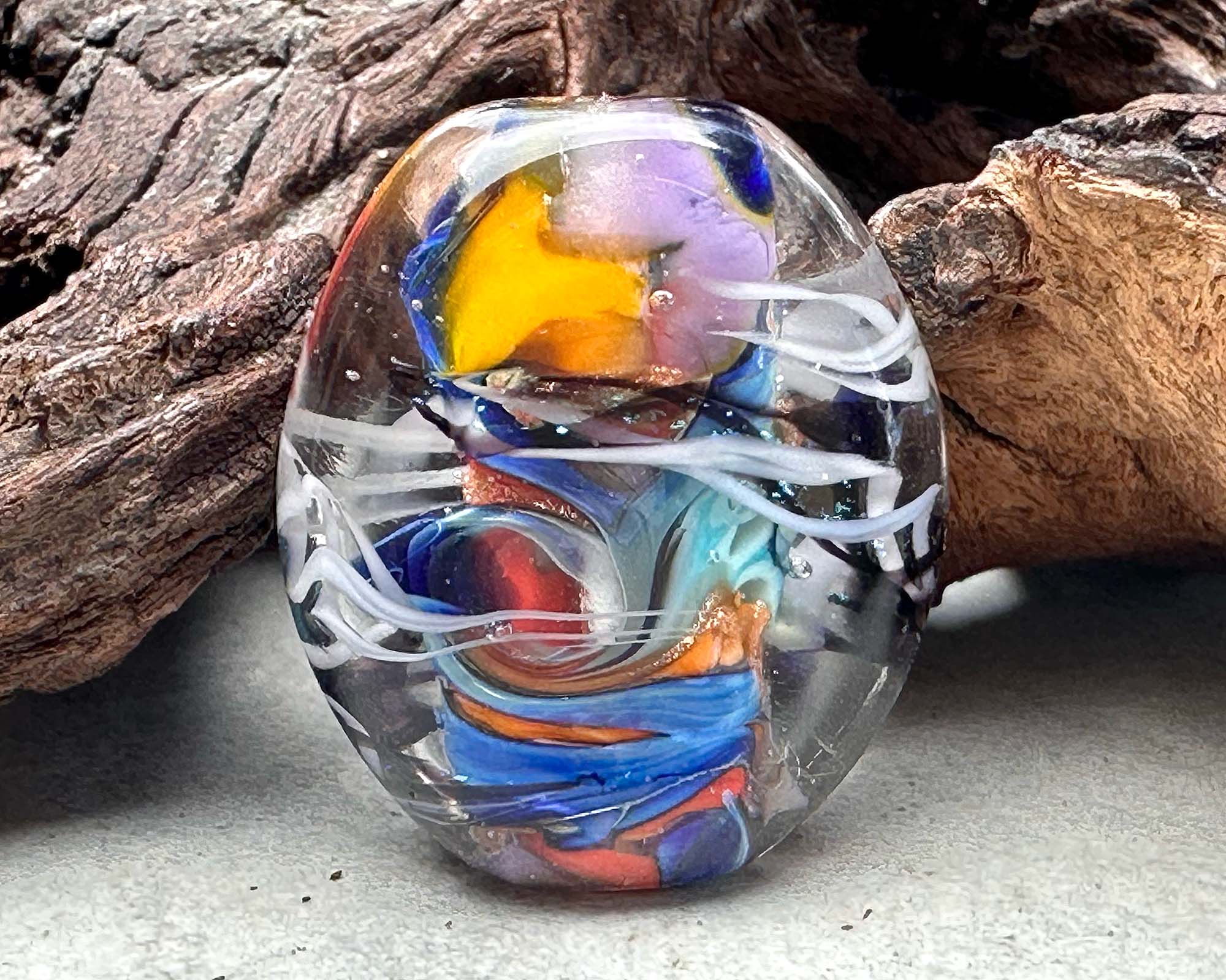 Handmade Fire Twist Lampwork Glass Focal Bead for Jewelry Making - SRA Certified - Perfect for Necklaces, Bracelets, and DIY Craft Projects