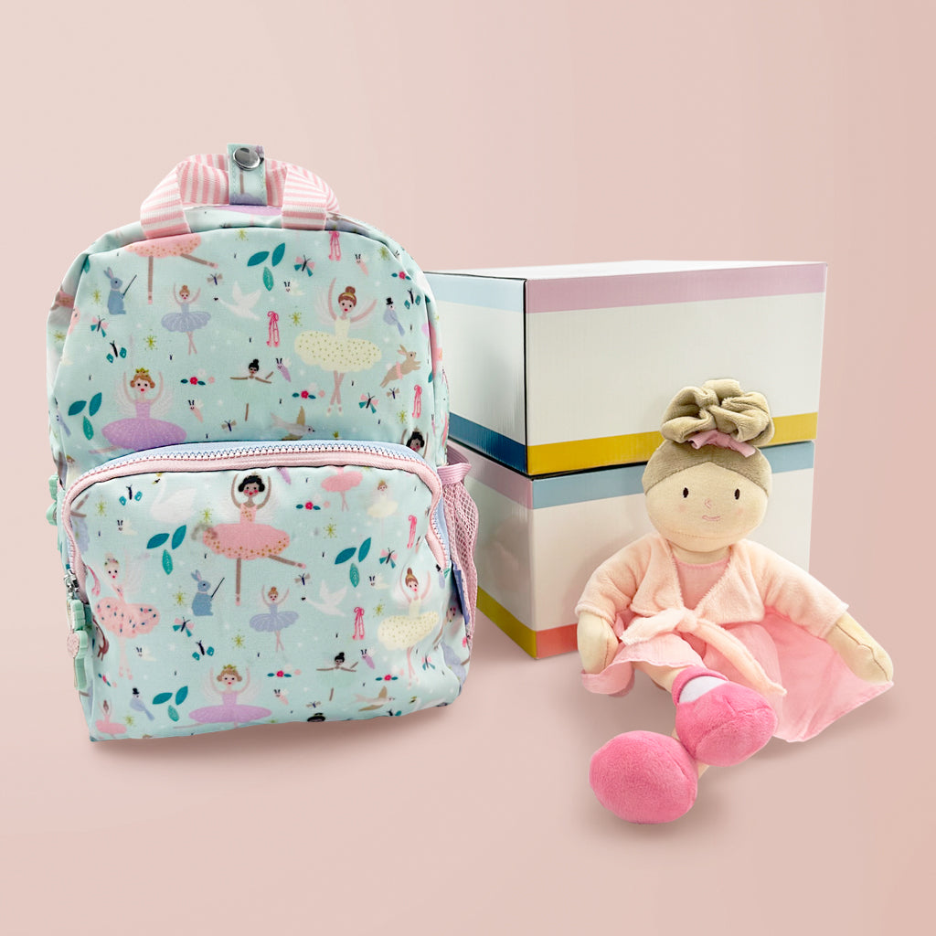 Sophie Ballerina Rag Doll with Floss & Rock Enchanted Backpack Gift Set for Kids - Perfect for Birthday, Christmas & Pretend Play | Cute Collectible Toy for Girls Ages 3-8
