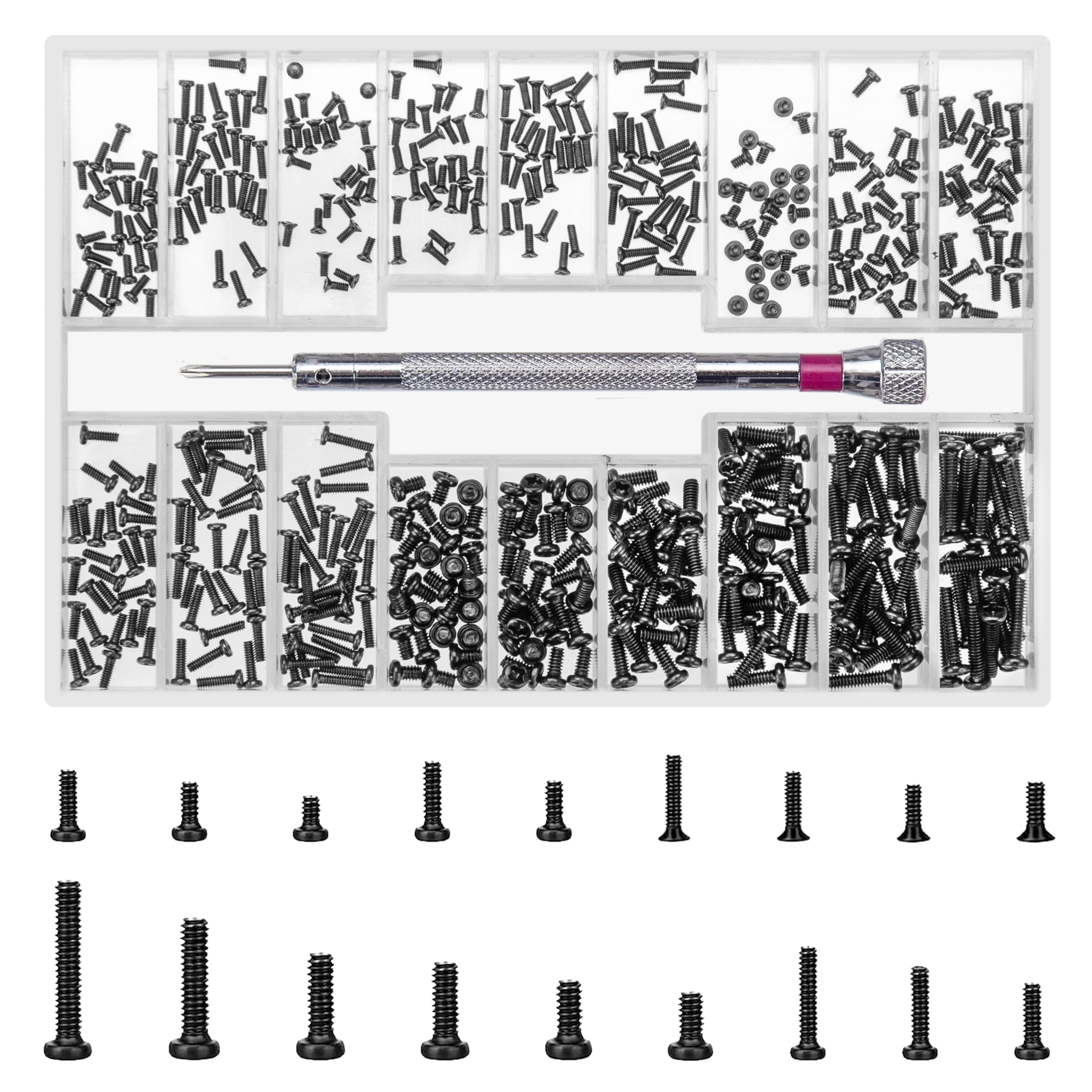 500 Pcs M1.2/M1.4/M2 Laptop Screws - Micro Small Replacement Screws for Electronics, Computers, Glasses, Watches, SSD & M.2 Hard Drive Repair - Black (Perfect for DIY Tech Repairs & Device Maintenance)