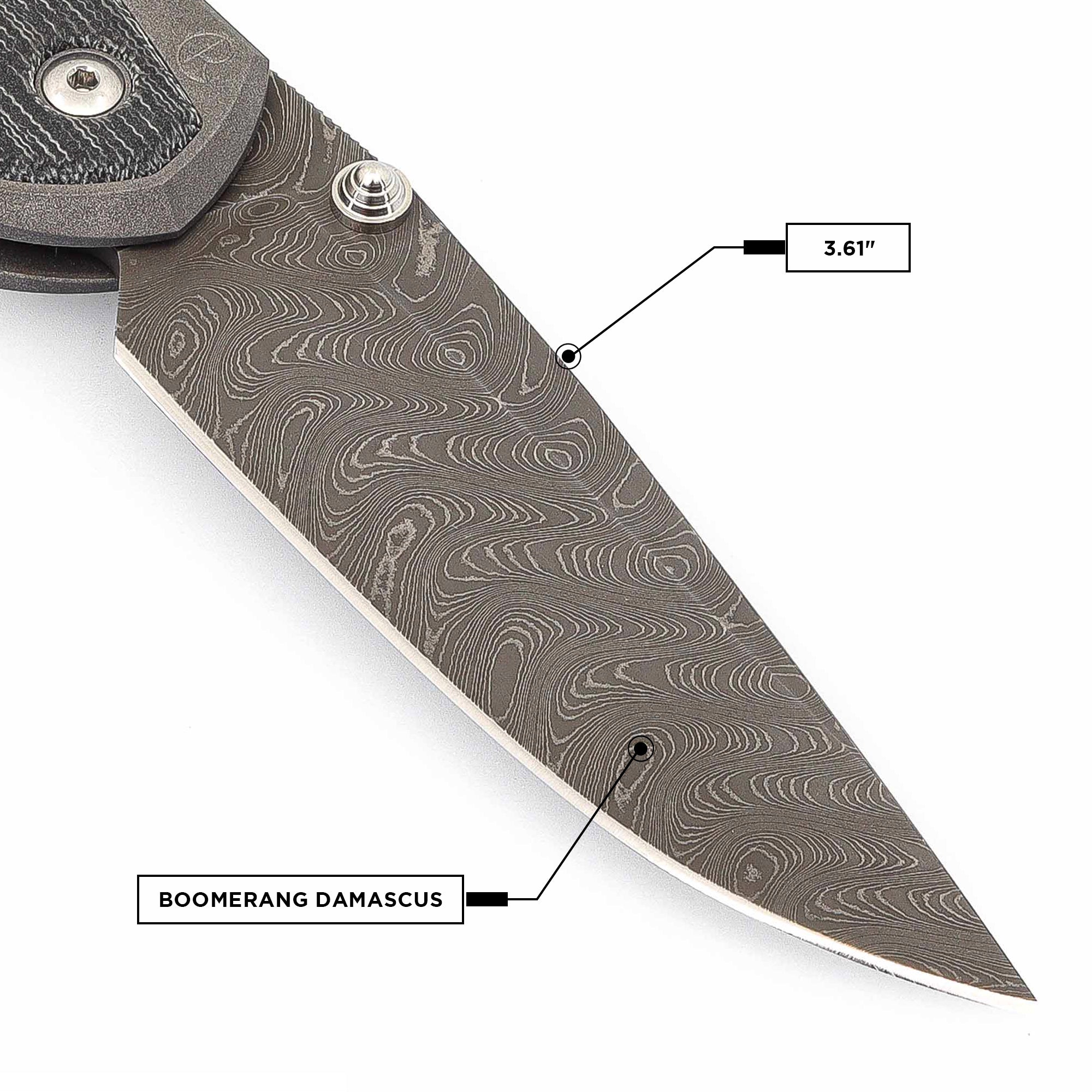 Chris Reeve Knives LEFT HAND Large Sebenza 31 Drop Point Boomerang Damascus Blade with Double Silver Lugs & Black Micarta Inlay Handles - Premium EDC Folding Knife for Outdoor, Camping, and Survival Use