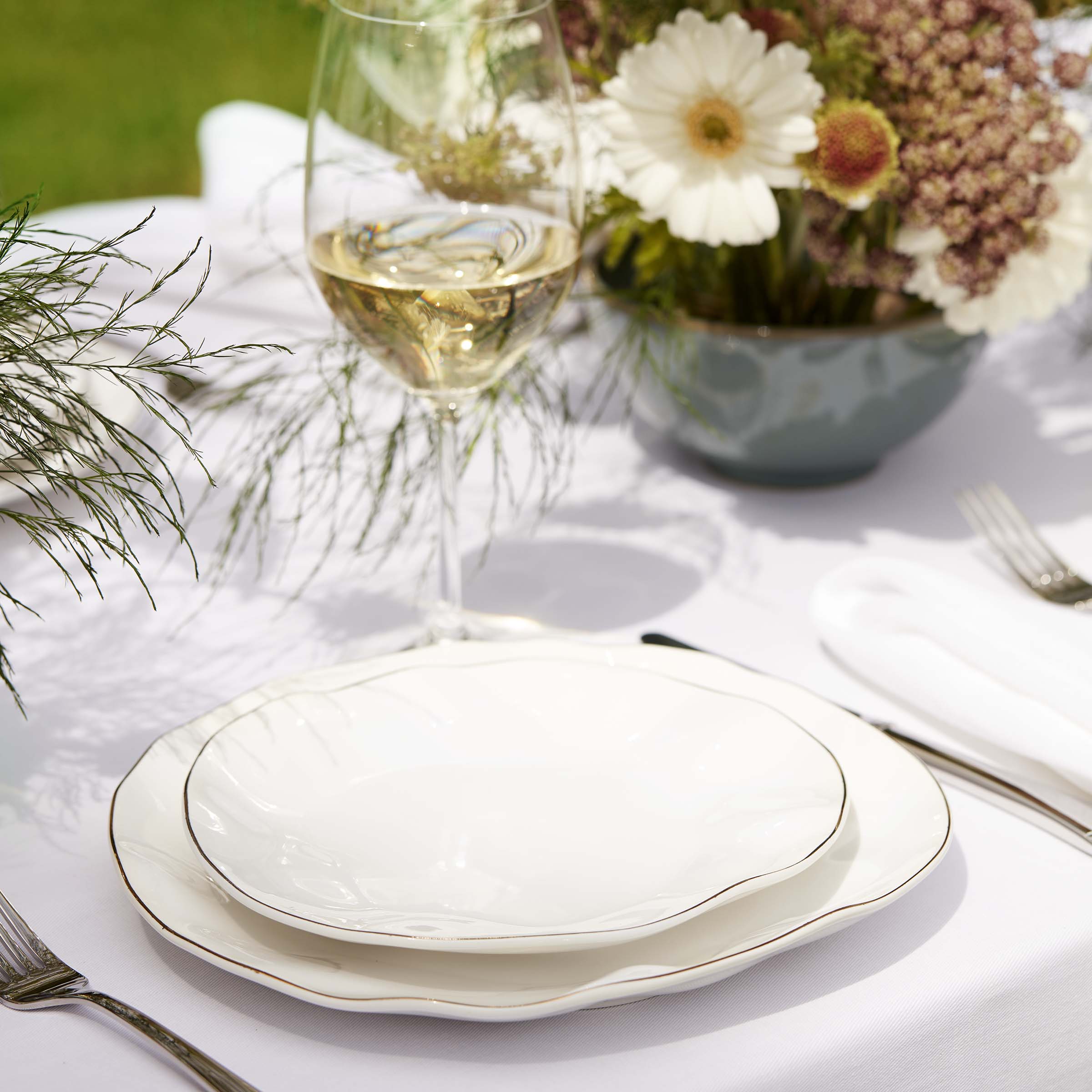 Blue Bay White 12-Piece Dinnerware Set - Porcelain Plates, Bowls & Mugs - Elegant Dinnerware for Family Gatherings, Parties & Everyday Use