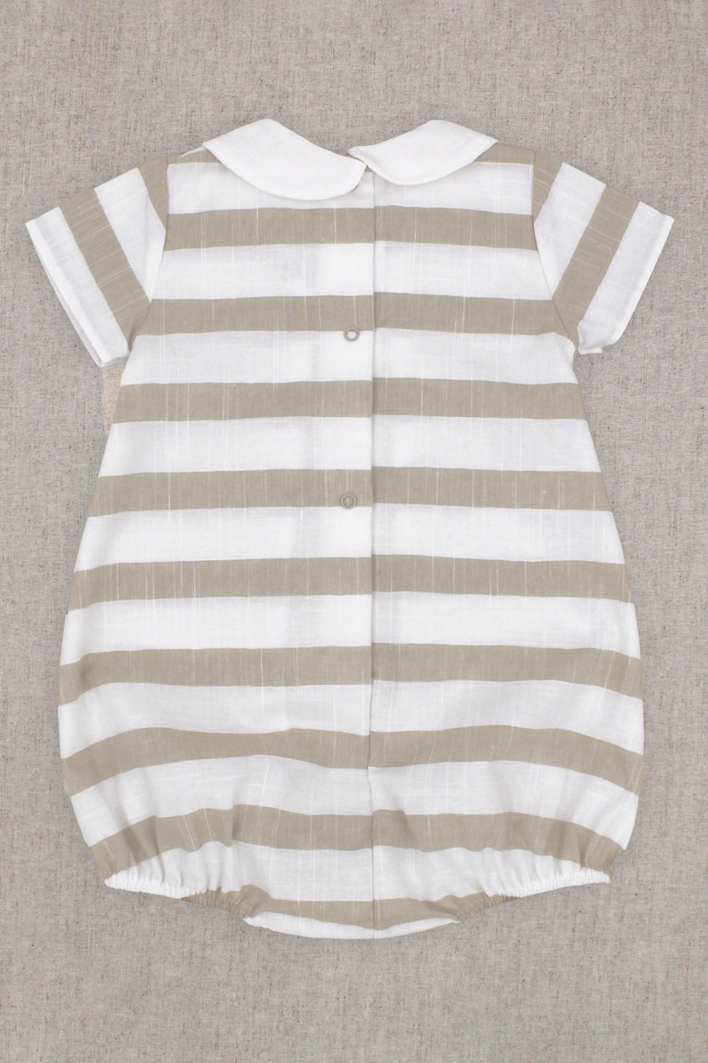 Zachary Beige Striped Romper for Baby Boys & Girls | Soft Cotton Jumpsuit with Adjustable Straps | Perfect for Summer Outfits, Photoshoots & Playdates