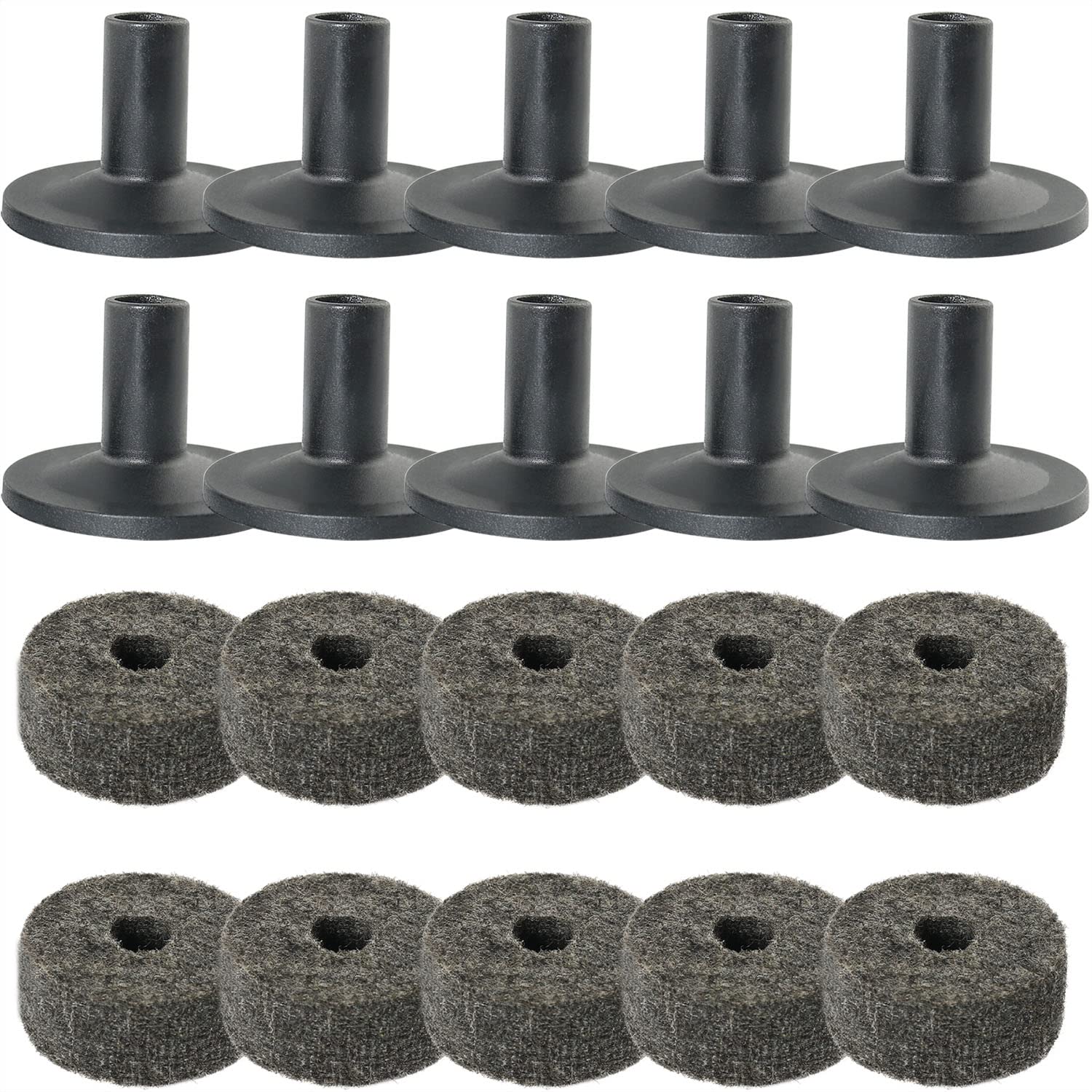 MEETOOT 10-Piece Drum Cymbal Stand Felt Washer Set - Gray Cymbal Sleeves & Stand Accessories for Drum Kits | Perfect for Live Performances, Studio Recording & Drum Maintenance
