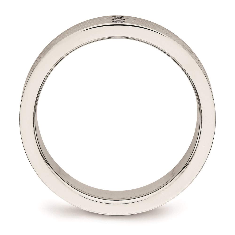 Brushed Stainless Steel Cubic Zirconia Ring for Women - Size 8.5, Elegant Gift for Her