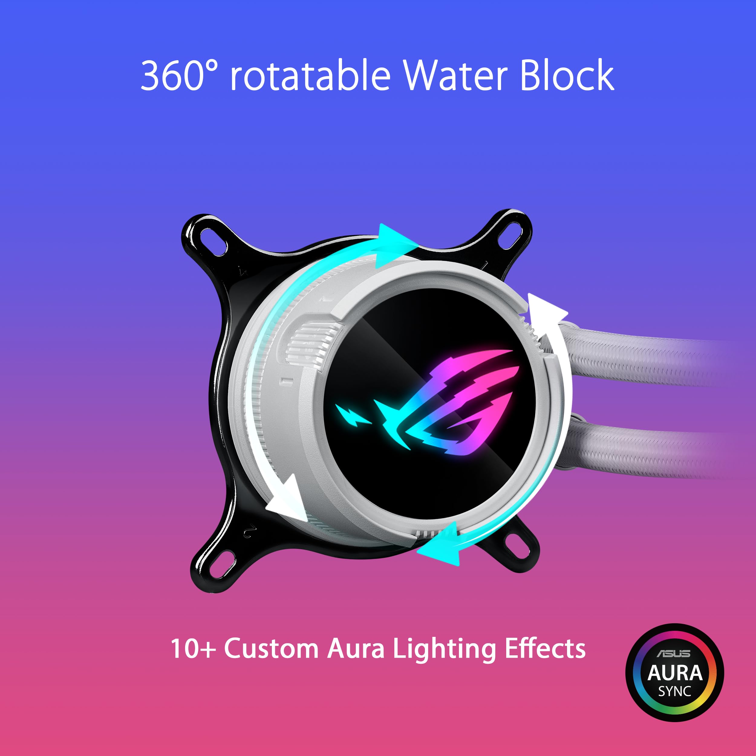 ASUS ROG Strix LC III 240 ARGB White Edition AIO CPU Liquid Cooler - 360° Rotatable Water Block, Gen7 v2 Pump, Premium ARGB Fans, 10+ Aura Lighting Effects | Perfect for Gaming PC Builds & High-Performance Cooling