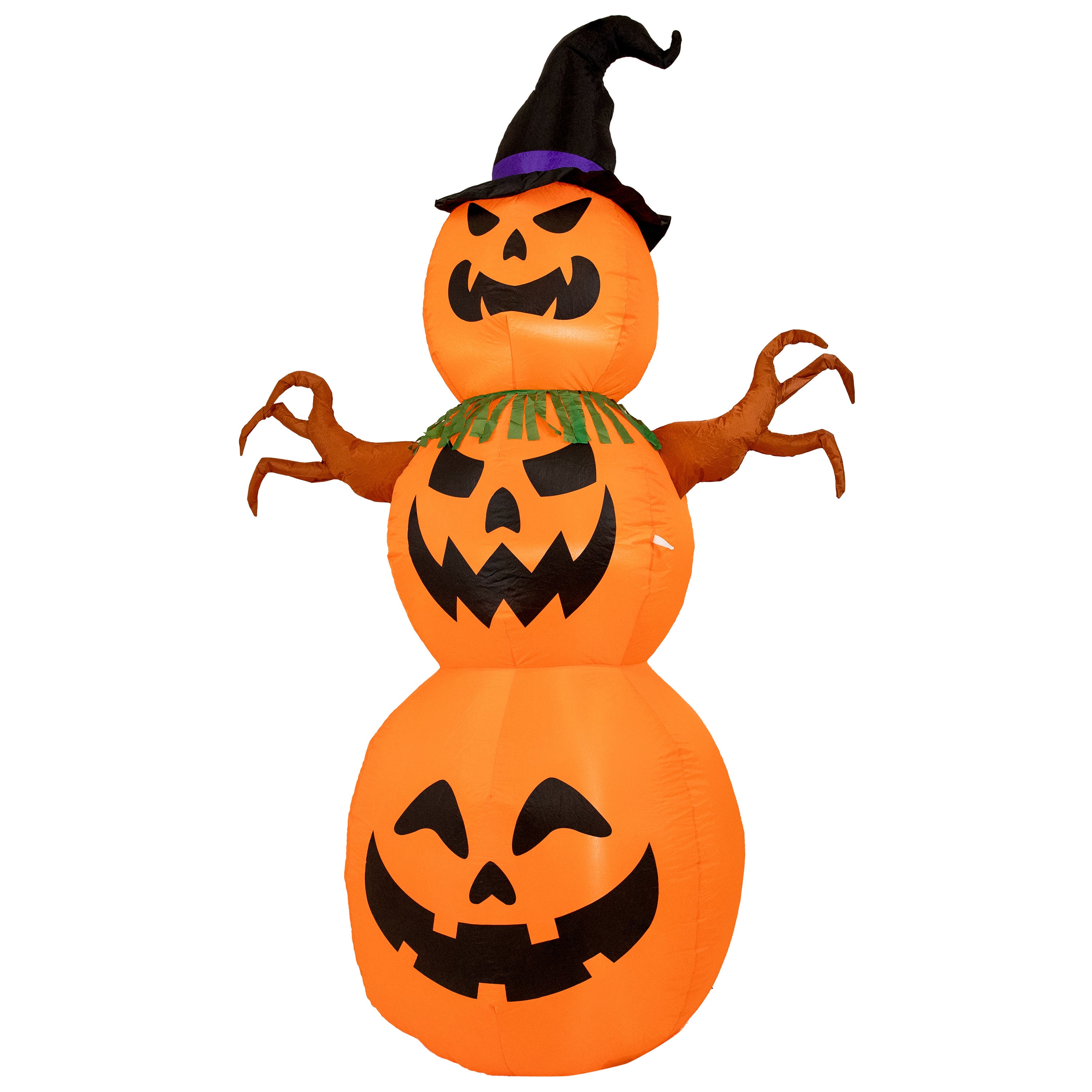 7ft Jack O Lantern Scarecrow Pumpkin Inflatable Halloween Decoration - Outdoor Yard & Garden Decor for Spooky Party, Haunted House & Fall Festival