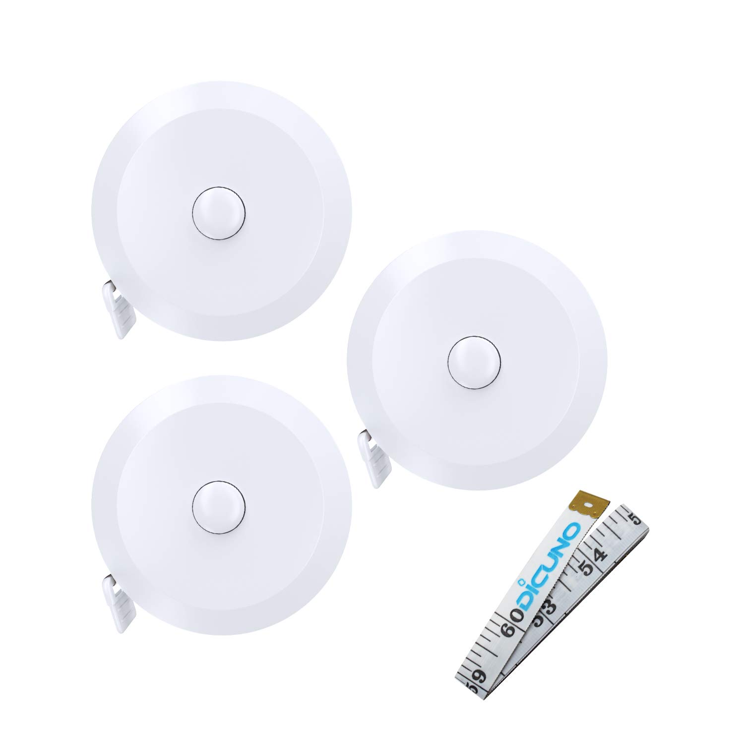 **DiCUNO 60-Inch 1.5 Meter Soft Retractable Tape Measure - 3 Pack White with Flexible Tape - Perfect for Sewing, DIY Projects & Home Improvement**