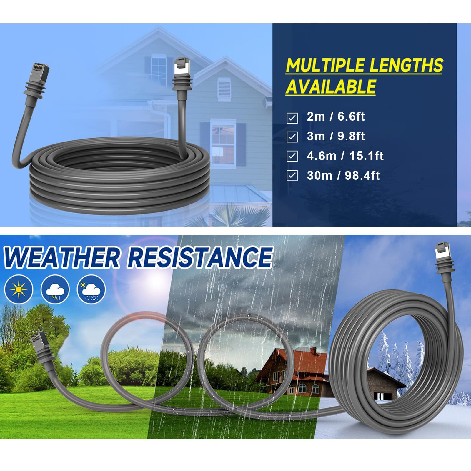 Zunate 100Ft Gen 3 Satellite Cable Extension - High Performance Replacement Cable for Gen3 V3 & Outdoor Use - Durable 100FT/30M Coaxial Cable for TV, Internet & Home Theater Systems