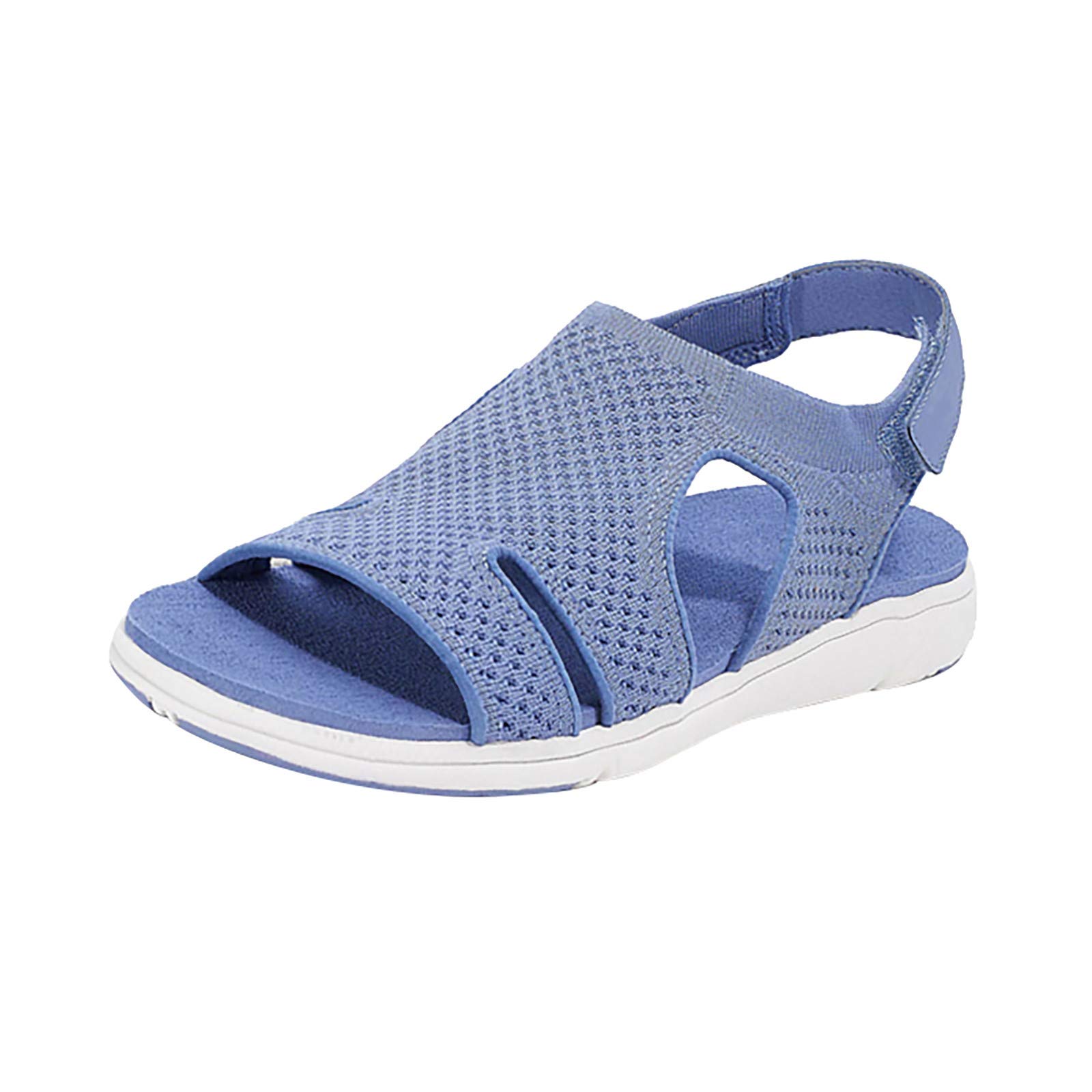 **Women's Summer Sandals – Breathable Elastic Webbing Platform Sandals with Velcro Strap & Round Toe – Casual Beach Sandals for Walking, Travel & Outdoor Activities**
