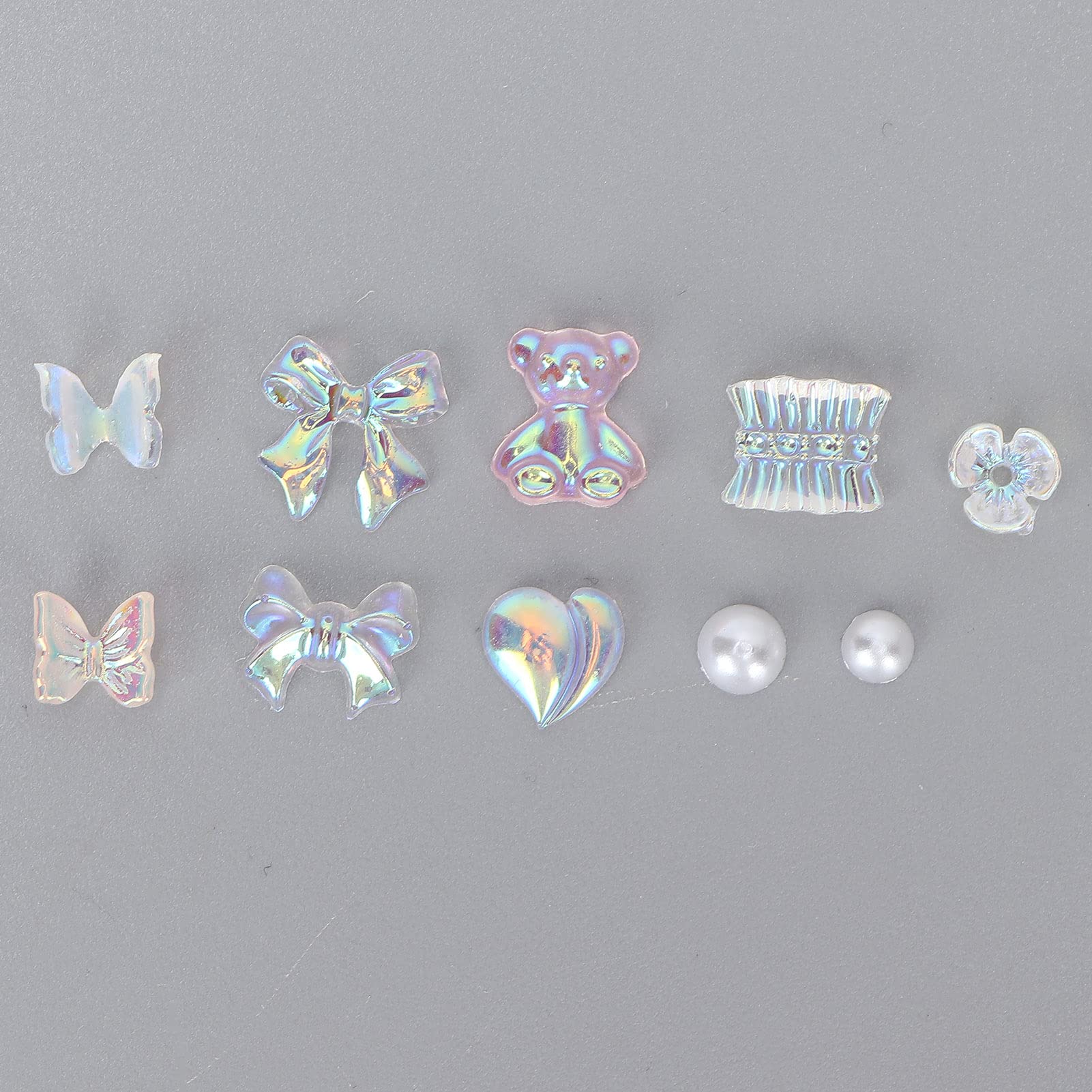 Cute Shiny Bow Bear Nail Resin Decorations - Delicate 3D Nail Art Charms for Manicure, DIY Nail Design - Perfect for Home Nail Salon & Professional Nail Artists (Set of 12) - Ideal for Wedding, Party Nails & Gift Giving