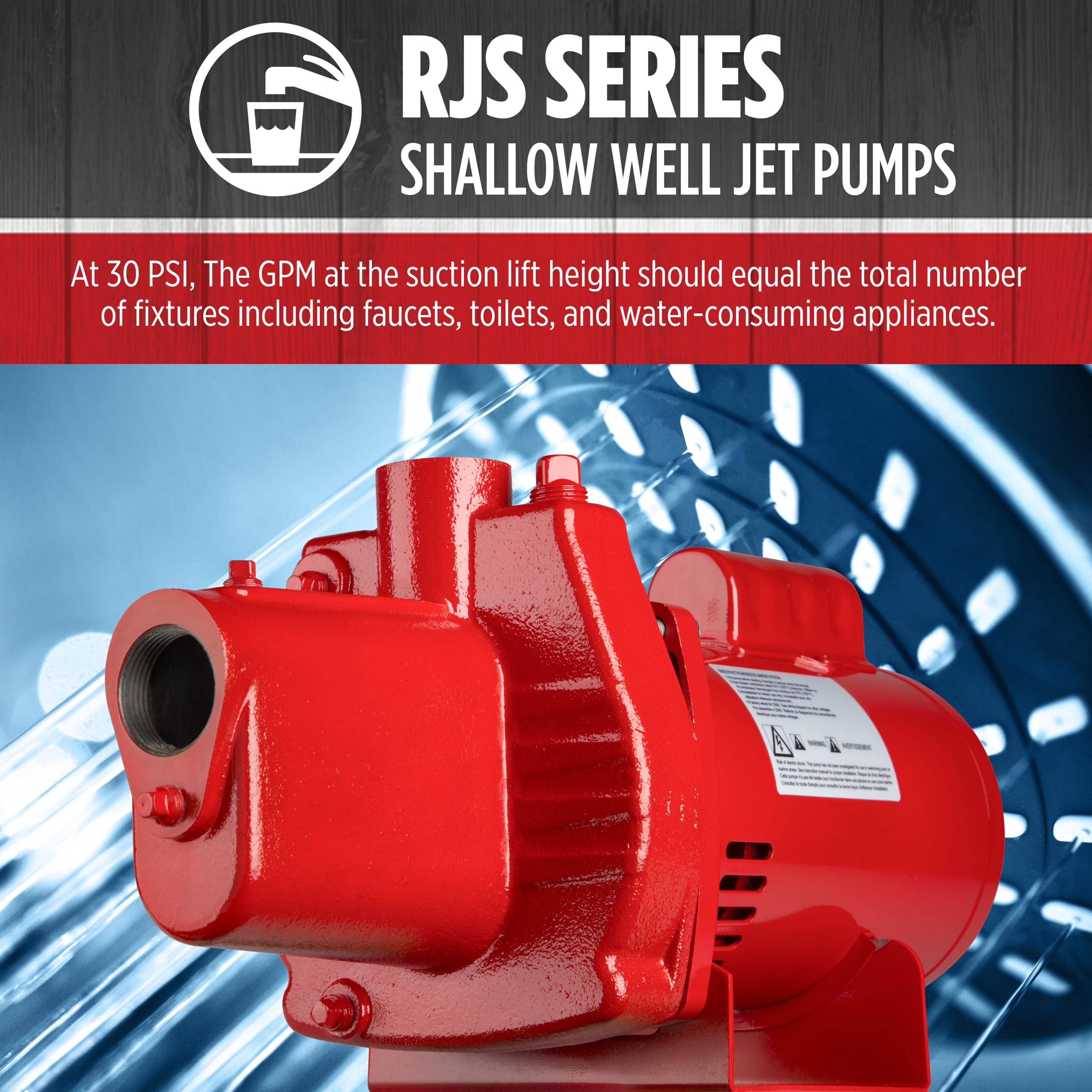 Red Lion RJS-50-PREM 1/2 HP Cast Iron Shallow Well Jet Pump - 12 GPM, 115/230V, Premium Performance for Home Water Supply, Irrigation & Farm Use