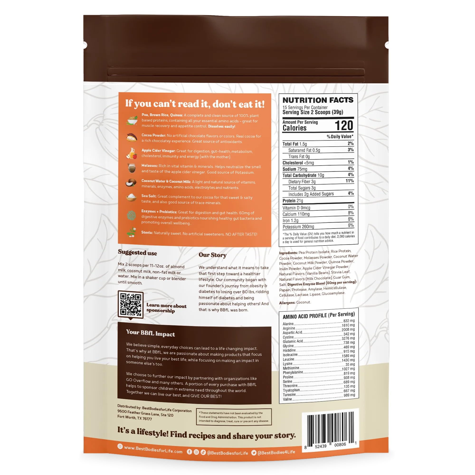 BBfL Meal Replacement Shakes - 21g Vegan Plant Protein Powder with Apple Cider Vinegar & Digestive Enzymes | All-in-One Nutrition Shake for Women & Men (15 Servings, Cocoa Cream) | Perfect for Weight Management, Post-Workout Recovery & Busy Lifestyles