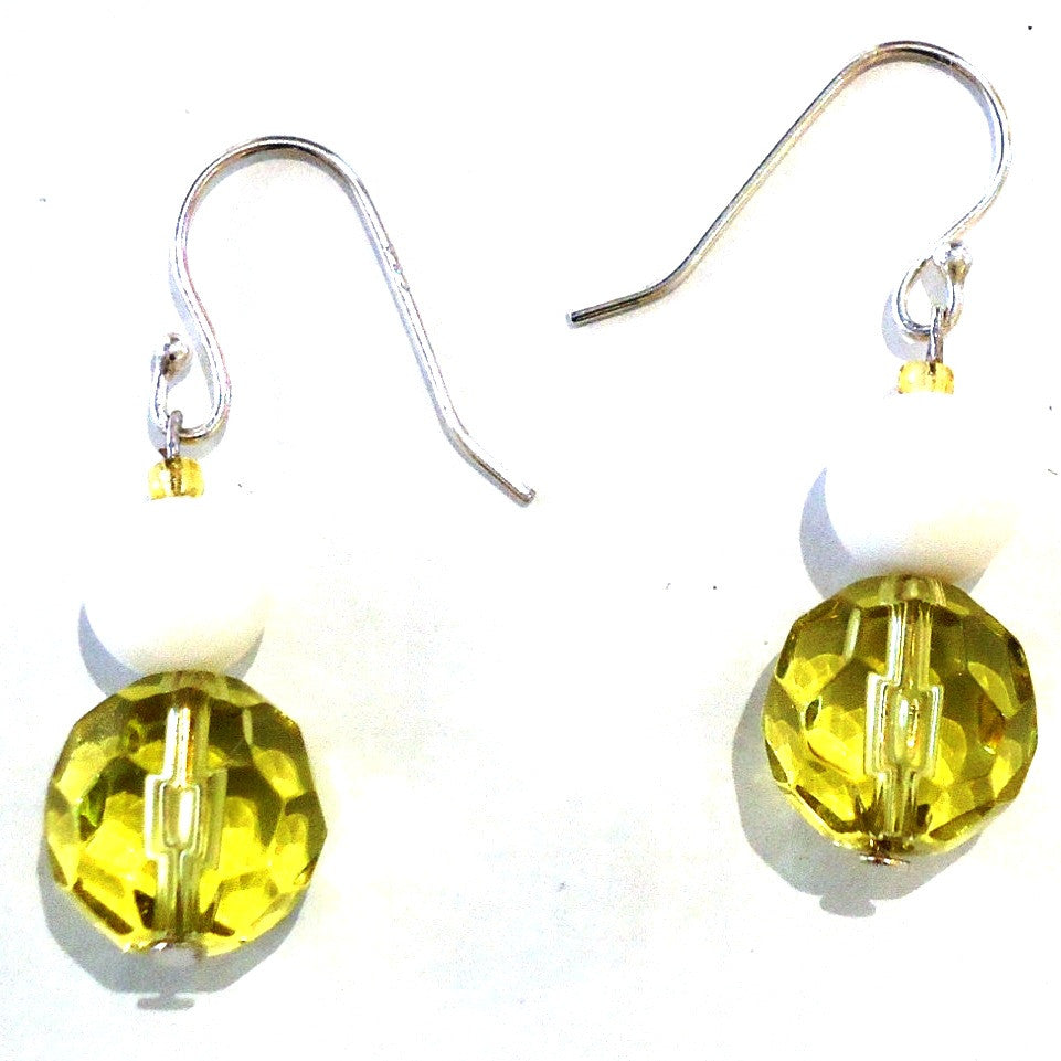 Faceted Yellow Glass Bead Earrings - Dainty Bohemian Jewelry for Women | Perfect for Parties, Weddings & Everyday Wear