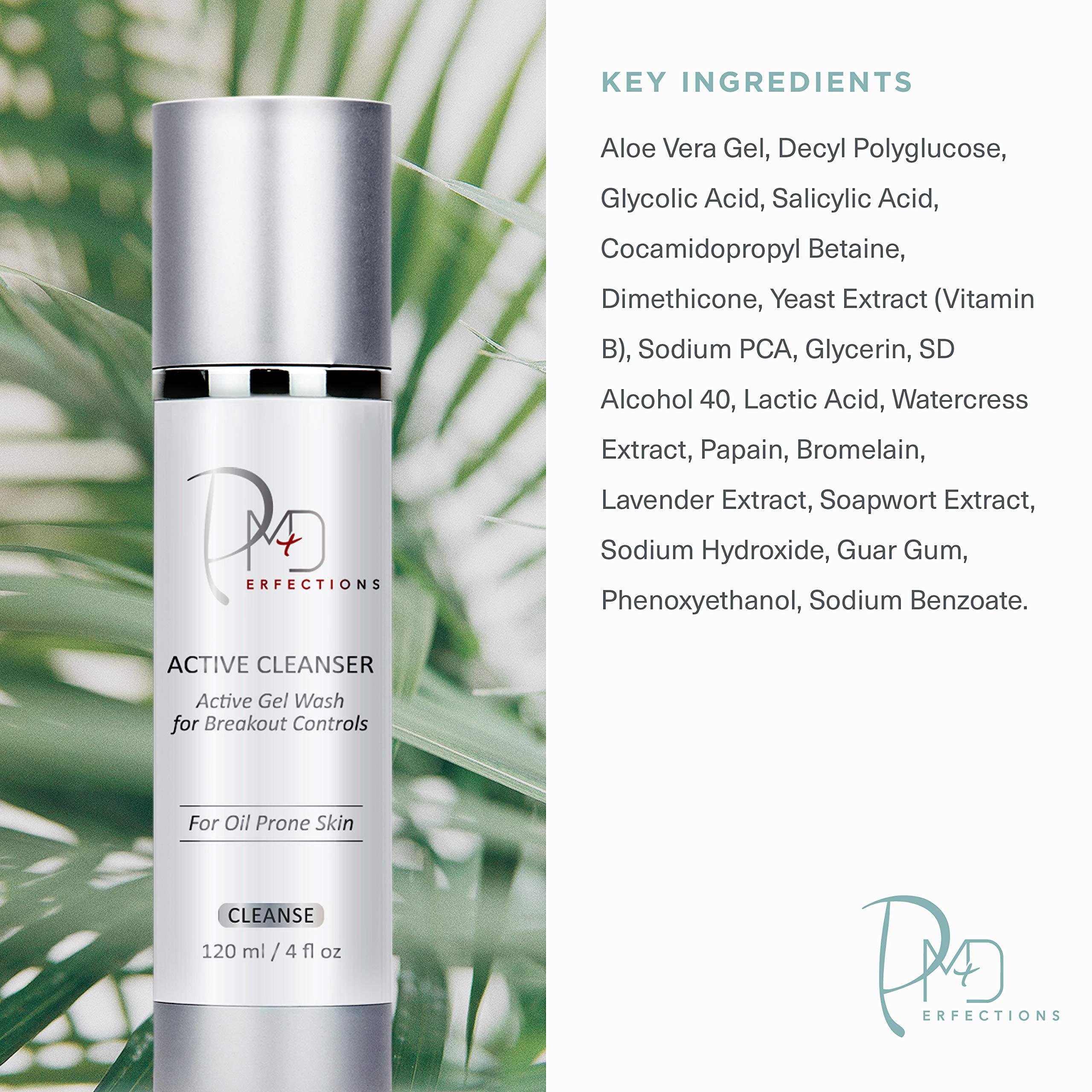 Active Facial Cleanser for Oily & Acne-Prone Skin | Vegan Botanical Face Wash with Breakout Control | Daily Deep Cleansing Gel for Men & Women | Perfect for Morning & Night Skincare Routine