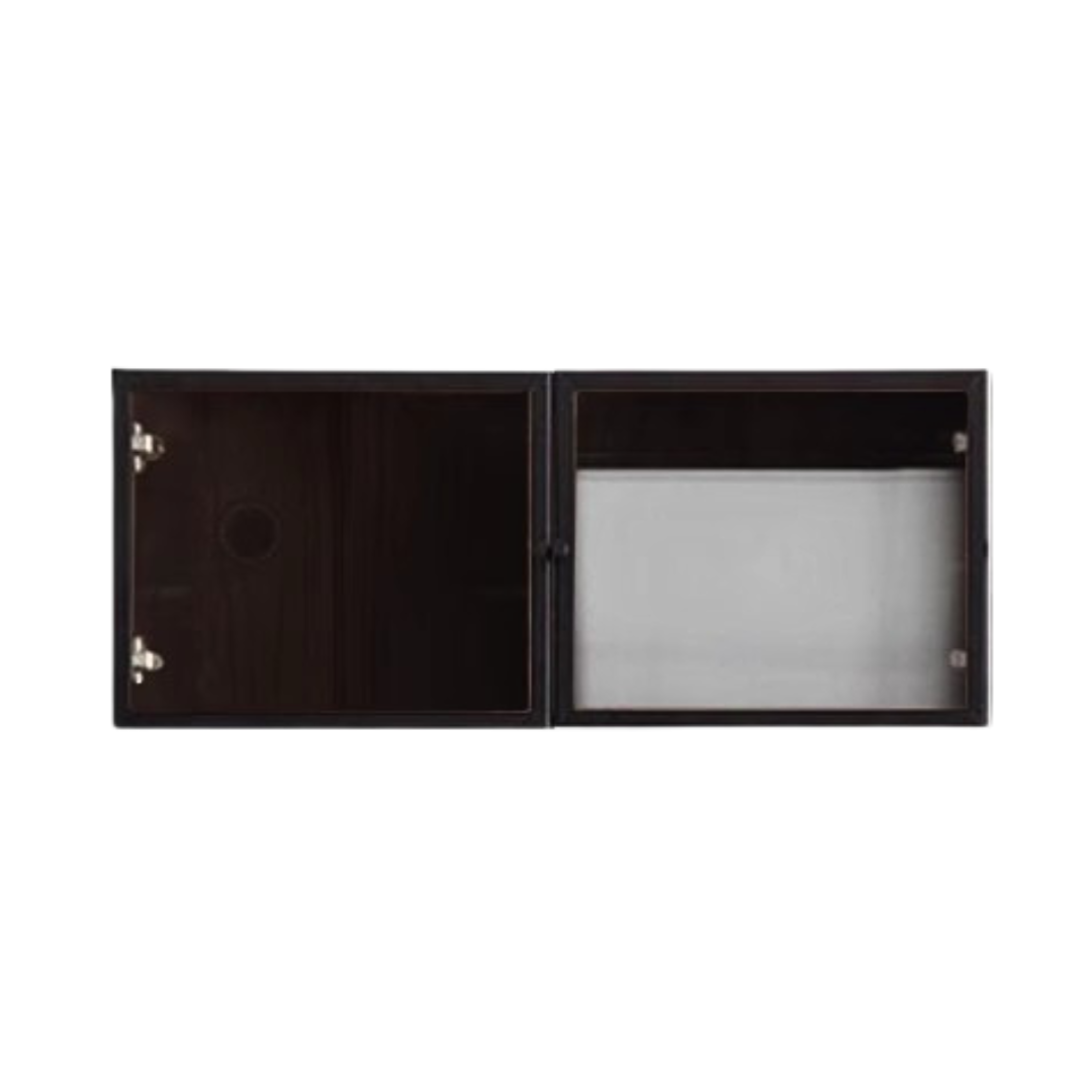 33.5x12.6x13.8inch/ 85x32x35сm/ Walnut color/ bookcase top cabinet black frame