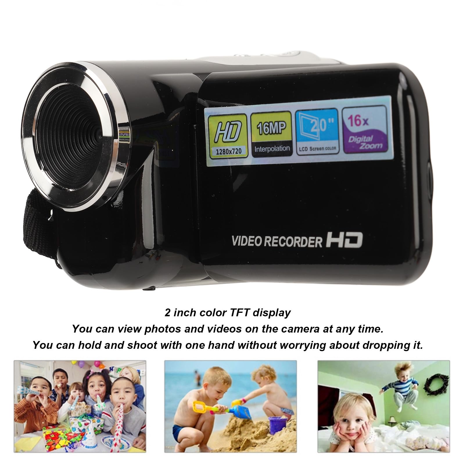 ASixxSix 16MP 1080P HD Video Camera Camcorder with 16x Zoom & 2.0