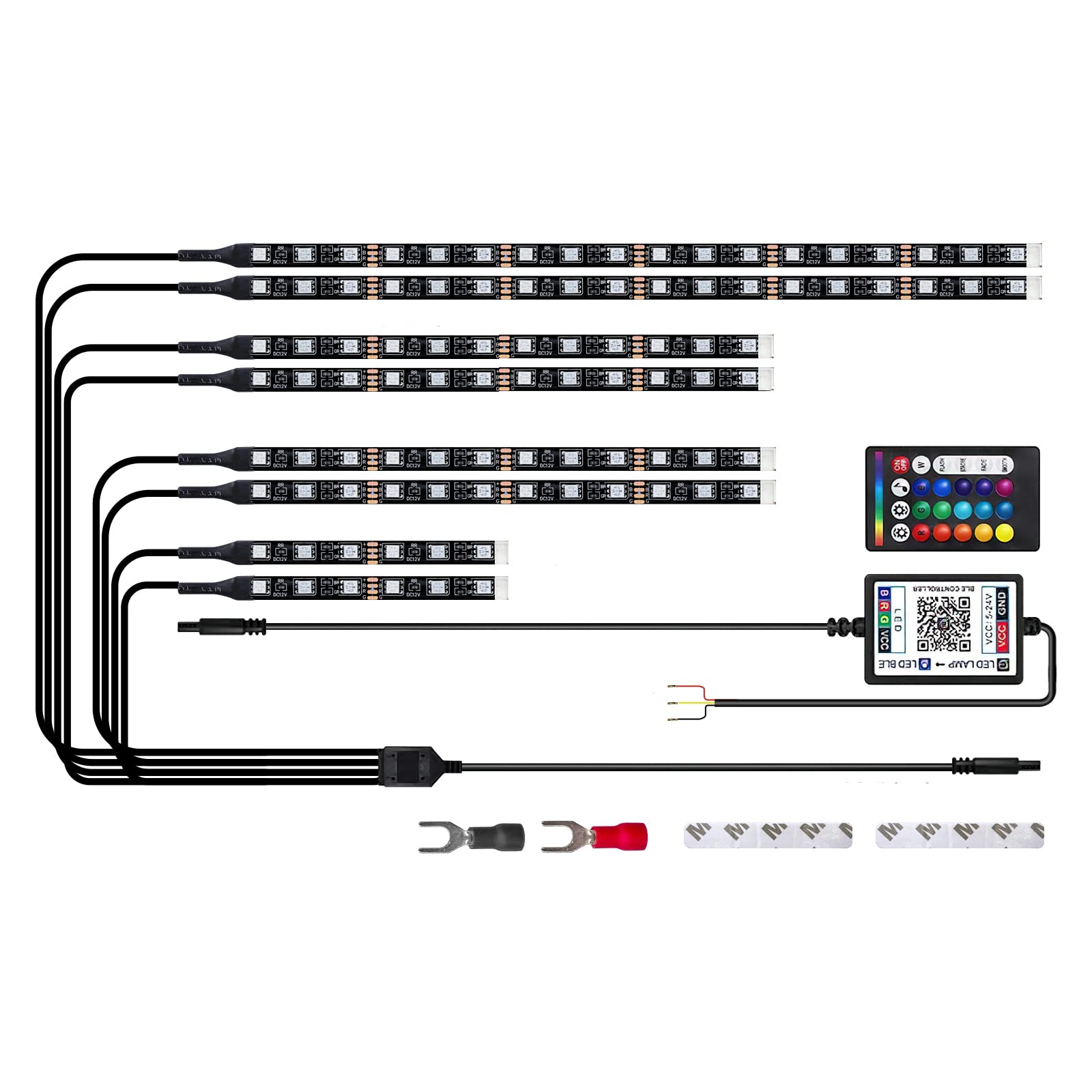 ZvtoKanp Motorcycle Rock Lights - RGB LED Neon Accent Lighting Kit with Wireless APP & IR Control, Waterproof 12V DC Atmosphere Lights (8PCs) - Perfect for Bike Shows, Night Rides & Custom Motorcycle Decor