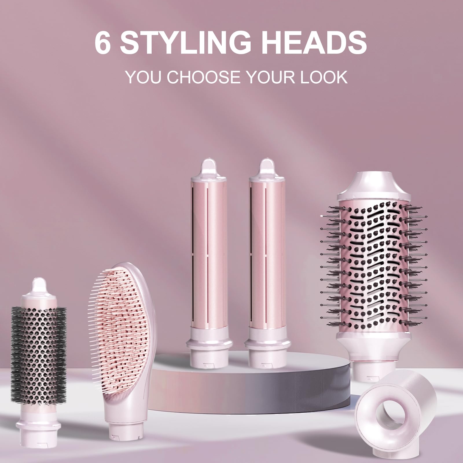 6 in 1 Hair Dryer Brush Set - 110,000 RPM Ionic Hot Air Styler with Auto Curlers & Intelligent Heat Control | Negative Ion Blow Dryer for Fast Drying, Curling, Straightening & Volumizing | Includes Travel Case | Perfect for Home Use, Salon Styling & Travel