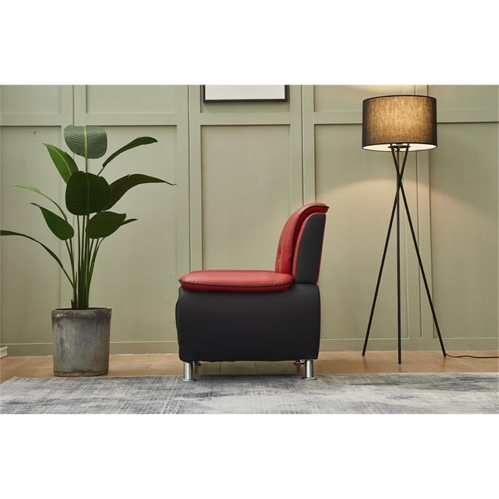Montac Modern Living Room Chair - Black/Red Accent Upholstered Armchair for Home Office, Lounge & Reading Nook - Comfortable Seating Furniture for Small Spaces