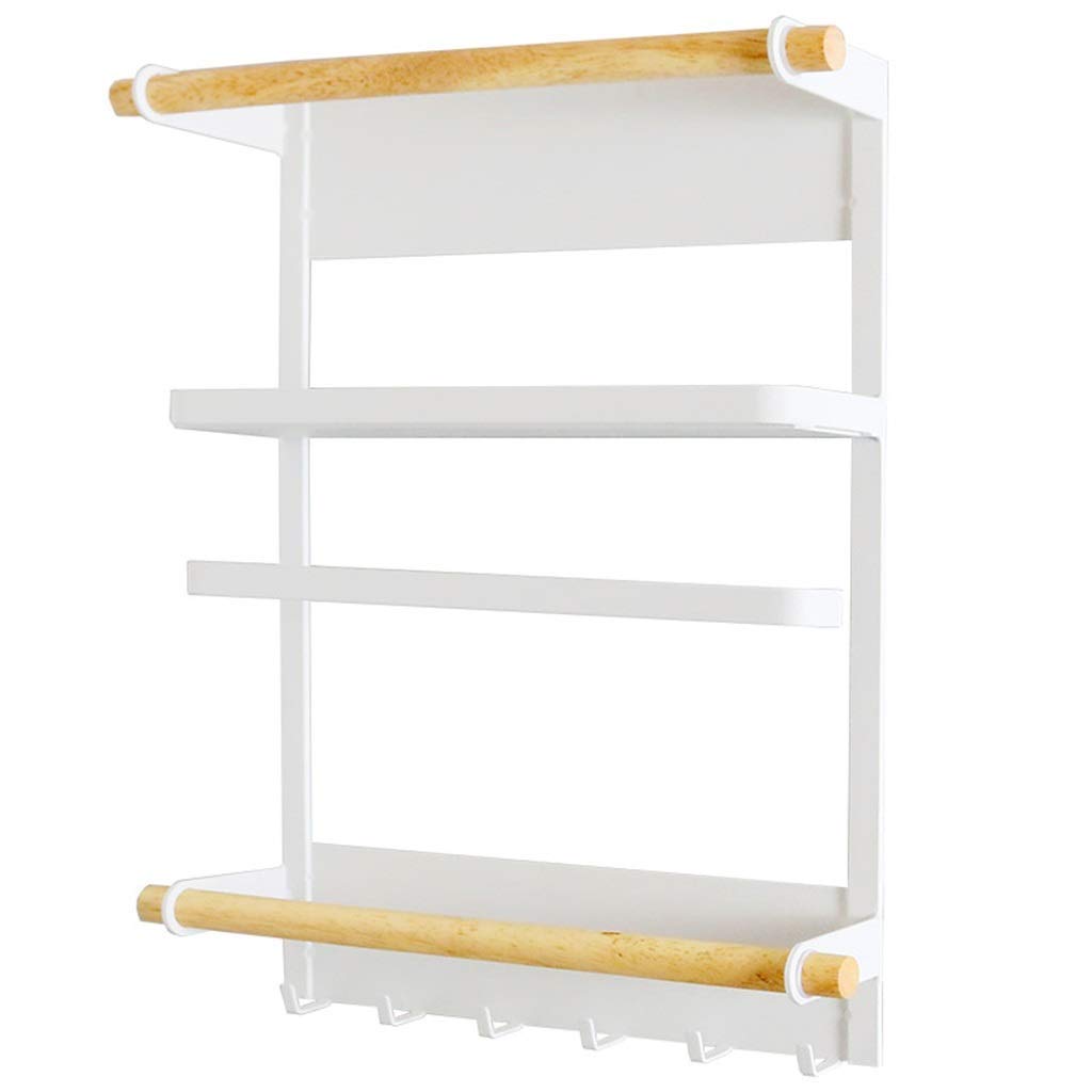 YYAI-HHJU Refrigerator Organizer - Space Saving Side Rack for Kitchen, Wall Mounted Spice Storage & Paper Towel Holder - Durable Multifunctional Home Organization Solution - Perfect for Small Kitchens, Pantries & RVs