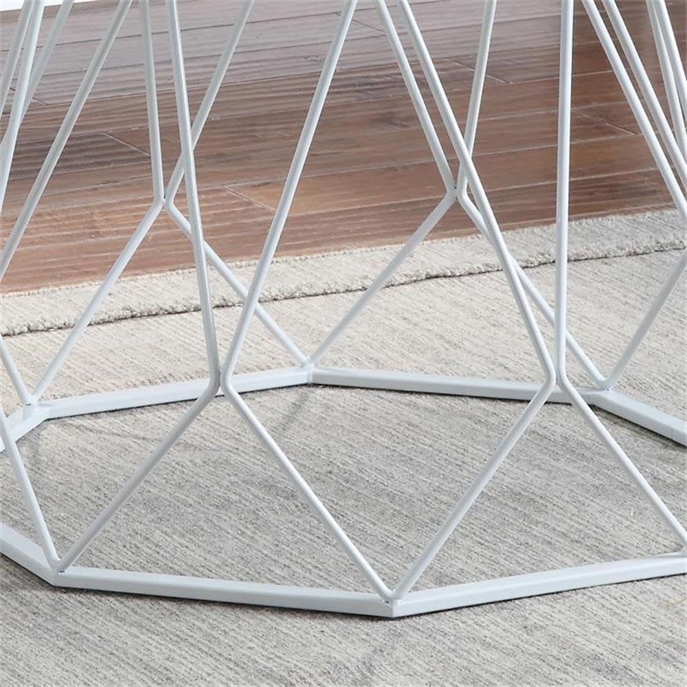 Furniture of America Growder Modern White Glass Top Coffee Table - Stylish Living Room Centerpiece for Home & Office Decor