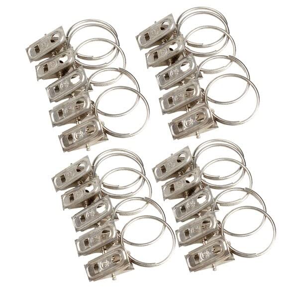 20pcs Stainless Steel Curtain Buckle Clips - Heavy Duty Drapery Rings for Shower Curtain Rods & Window Treatments - Perfect for Bathroom, Bedroom, and Home Decor (Pack of 20)