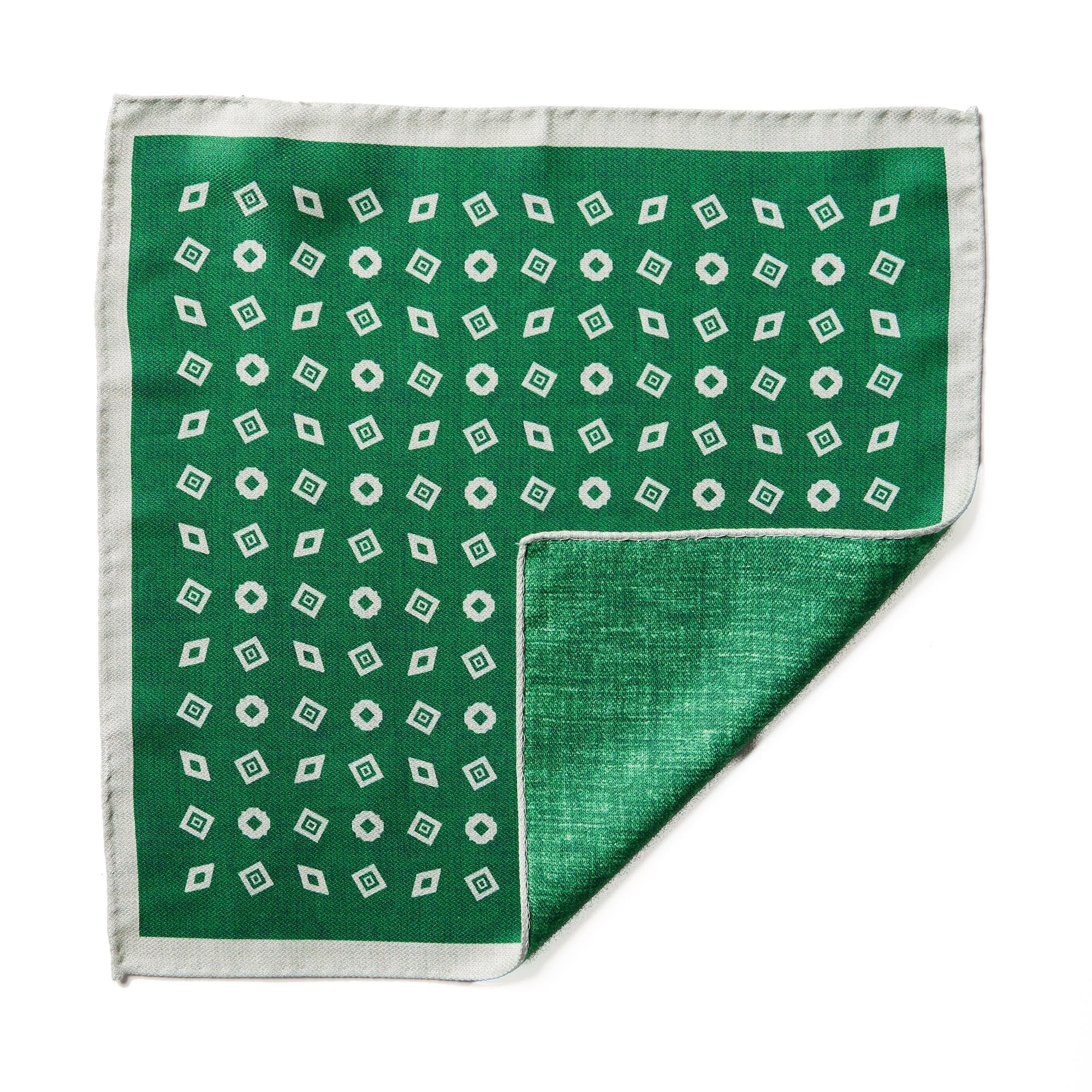 HENRY SARTORIAL X CANTINI Green Silk Pocket Square - Elegant Mens Accessory for Weddings, Business & Formal Events
