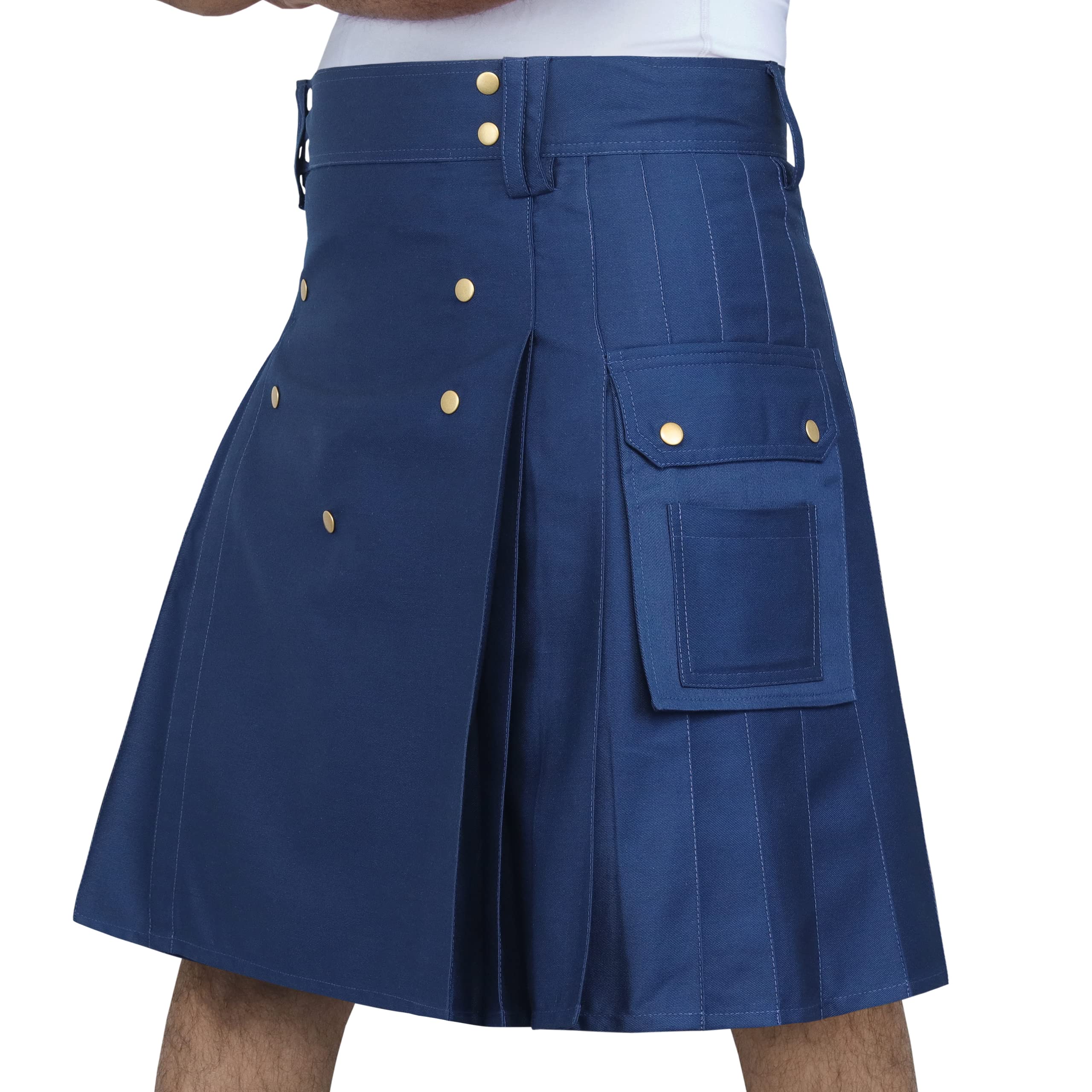 **Men's Black Cotton Utility Kilt with Cargo Pockets – Durable & Stylish for Outdoor Adventures, Cosplay & Casual Wear**