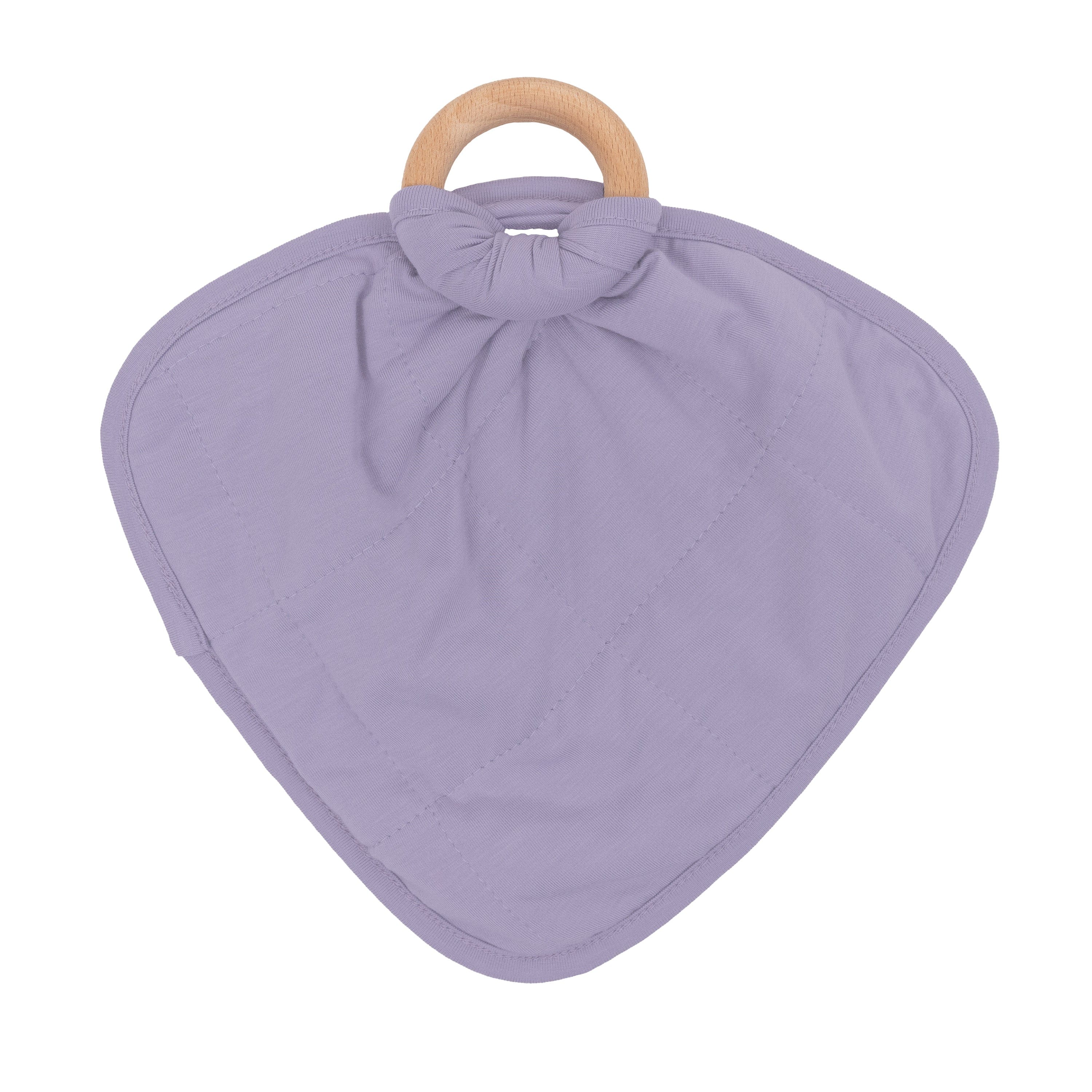 Organic Cotton Baby Lovey Blanket with Removable Teething Ring - Soft Taro Purple Comfort Toy for Infants & Toddlers - Perfect for Soothing, Cuddling and Teething Relief During Naptime or Travel