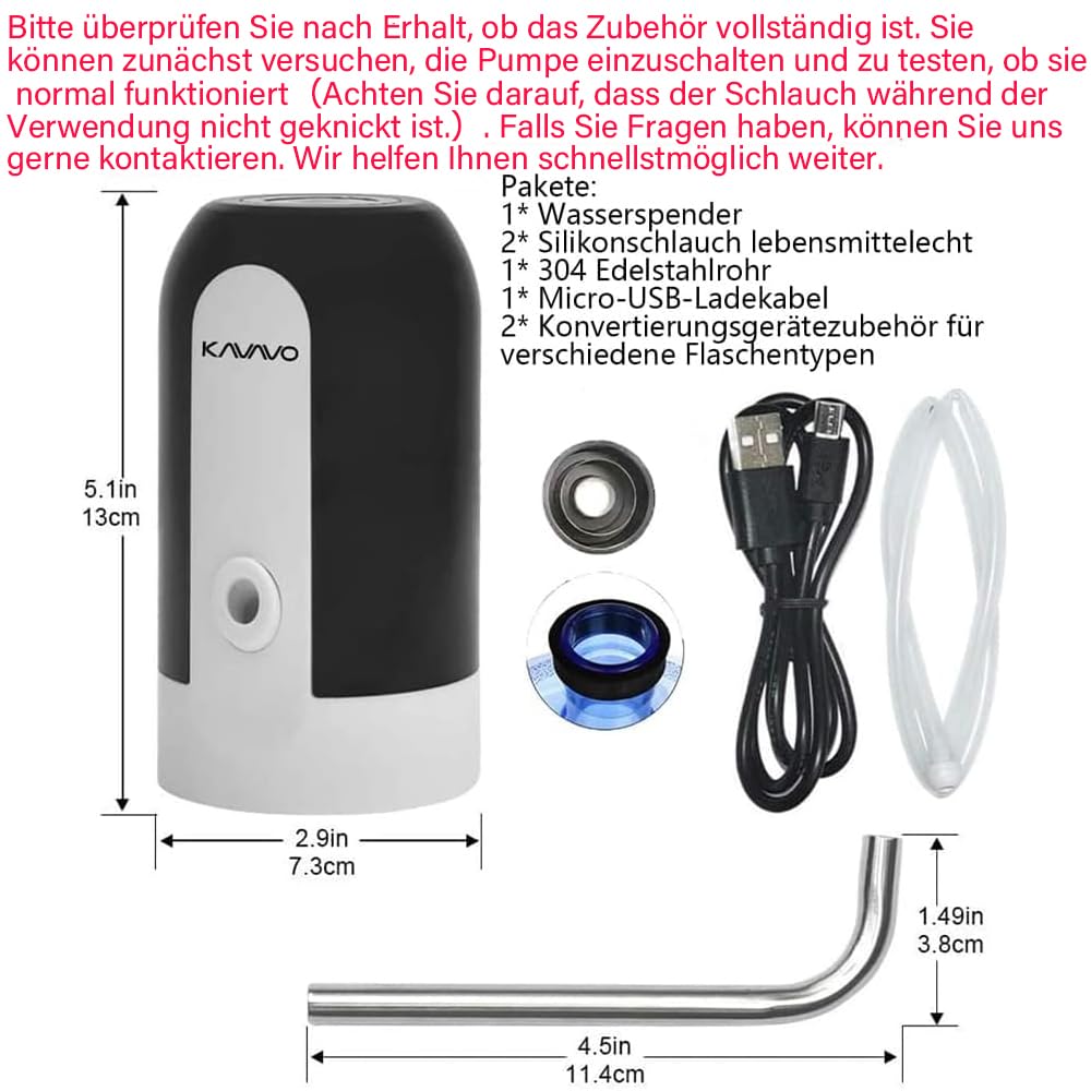 **USB Rechargeable Electric Water Bottle Pump with 2 Free Adapters & Hose - Portable Automatic Water Dispenser for Home, Office, Travel & Camping**