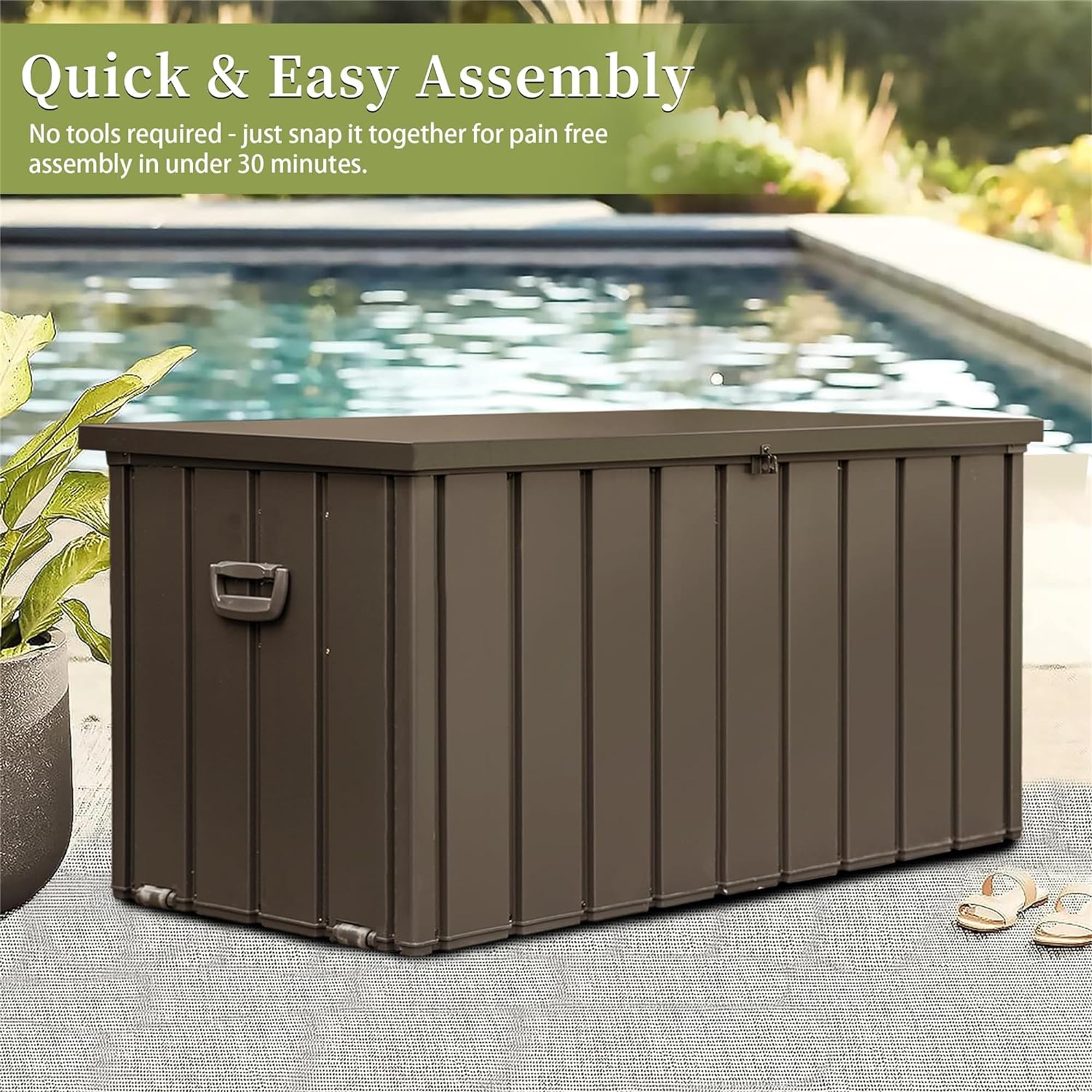 120 Gallon Outdoor Deck Box - Waterproof Patio Storage Bench for Cushions, Garden Tools & Pool Accessories | Durable Dark Brown Deck Storage for Backyard, Patio & Poolside Organization