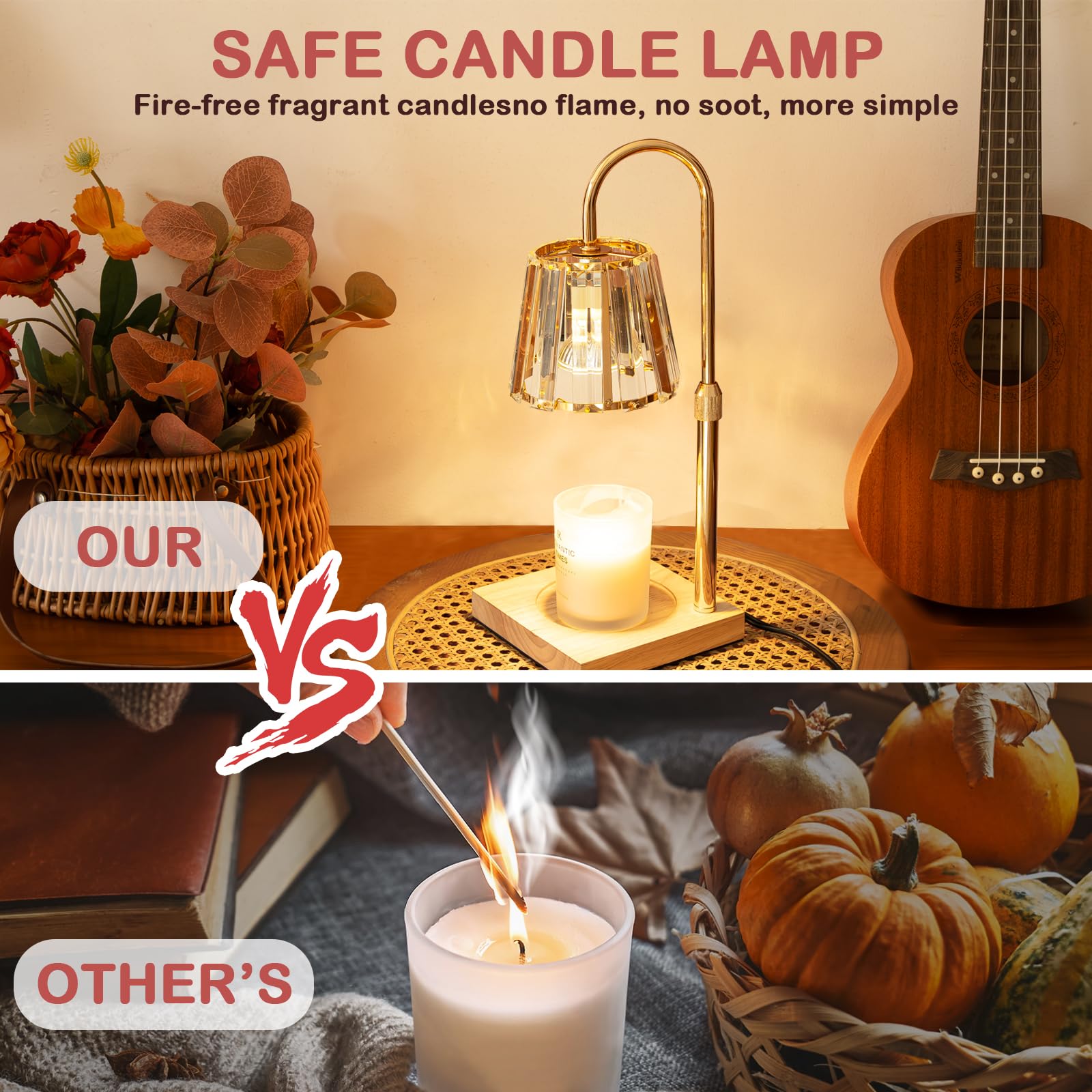 Electric Candle Warmer Lamp - Adjustable Height Dimmable Wax Melt Warmer with Timer, 3 Bulbs, for Jar Candles | Home Decor, Bedroom, Housewarming Gifts | Perfect for Relaxation, Aromatherapy & Cozy Ambiance