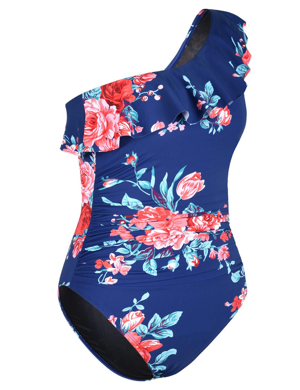 Hilor Women's One Piece Swimsuit - Tummy Control Asymmetric One Shoulder Bathing Suit for Beach, Pool & Vacation | Plus Size Swimwear for Women