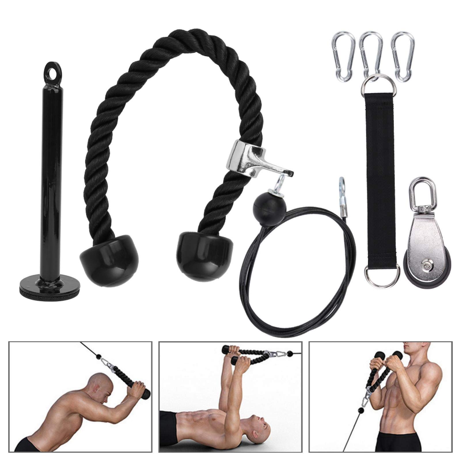 EVTSCAN 8-Piece Portable Fitness Equipment Set - DIY Pulley Rope System for Arm Strength Training, Triceps Workout & Home Gym Accessories | Perfect for Home Workouts, Garage Gym & Full-Body Training