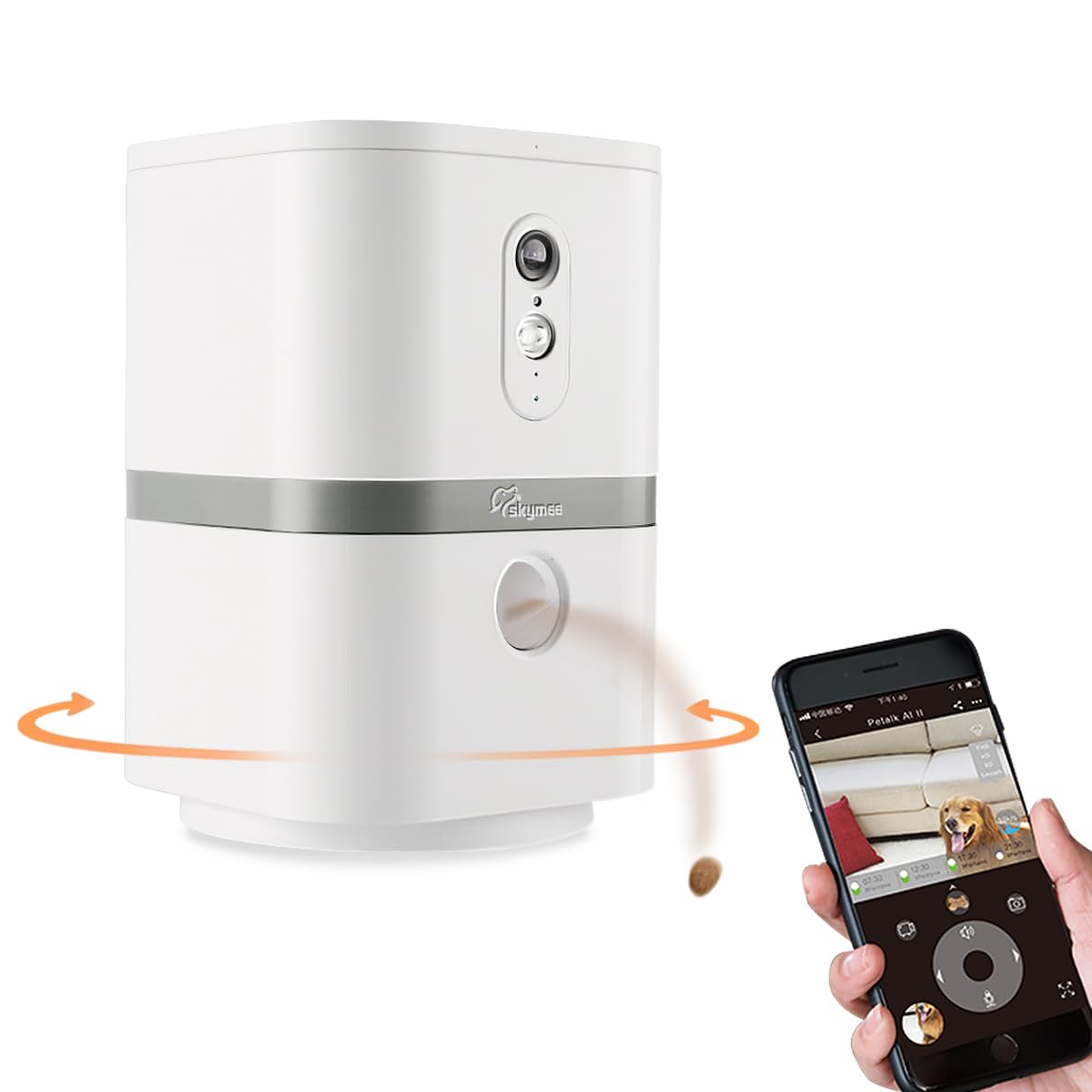 SKYMEE Petalk AI II Smart Dog Camera with Automatic Treat Dispenser - 5G WiFi Pet Monitoring Camera, 180° Panoramic View, Night Vision & 2-Way Audio for Dogs & Cats | Alexa Compatible | Perfect for Home Pet Care & Remote Training