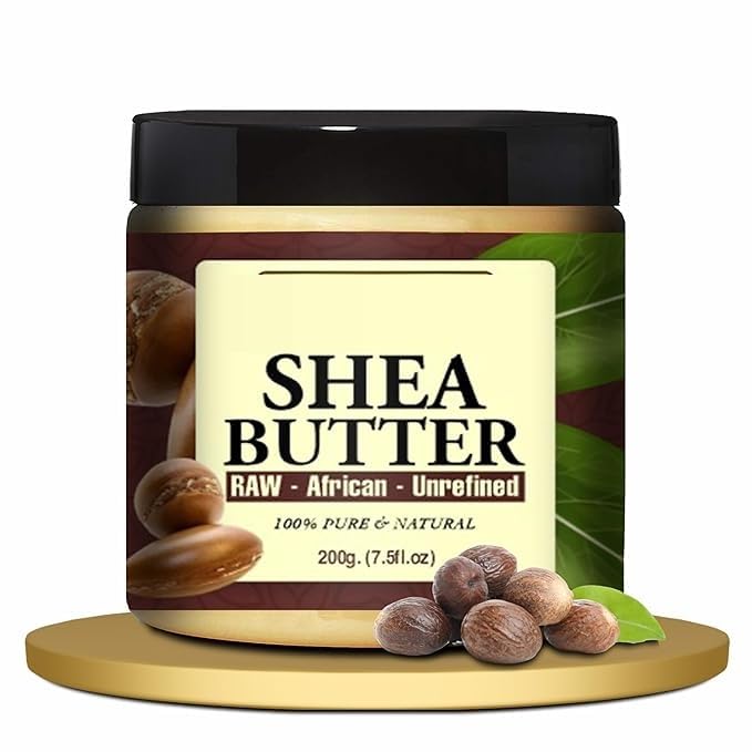 Pure Unrefined Raw Shea Butter 200g (7.5oz) - 100% Natural Ivory Moisturizer for Face, Skin & Body Care | Deep Hydration for Dry Skin, Hair Treatment, DIY Beauty Recipes & Massage Therapy