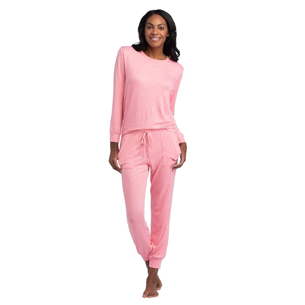 Ultra Soft Women's 2-Piece Jersey Lounge Set - Comfortable Crew Neck Summer Loungewear for Relaxation & Sleep | Perfect for Home, Yoga, and Travel