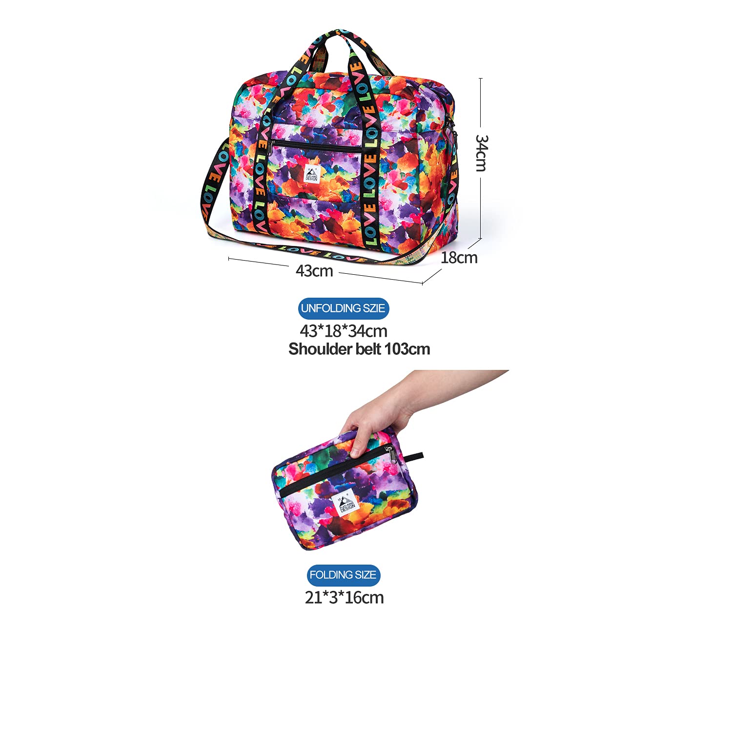 PLAY KING Foldable Travel Duffel Bag - Lightweight Carry-On Luggage for Women | Perfect for Gym, Weekend Trips & Air Travel