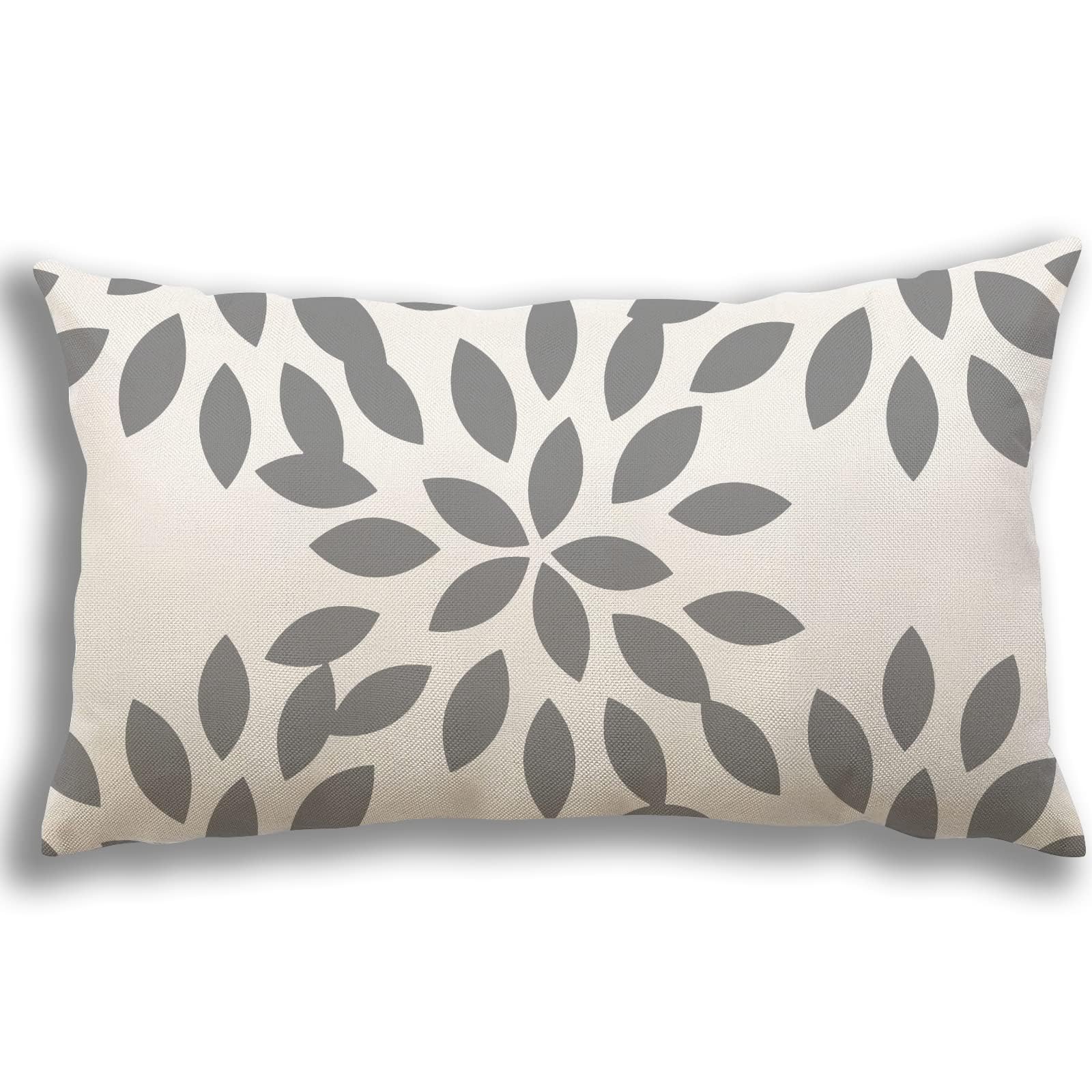 YCOLL 12x20 Lumbar Pillow Covers Set of 4 - Breathable Linen Fabric Sofa Throw Pillow Covers for Couch, Bed, Car & Outdoor Use - Modern Decorative Gray Pillow Cases - Perfect for Home, Office & Travel Comfort