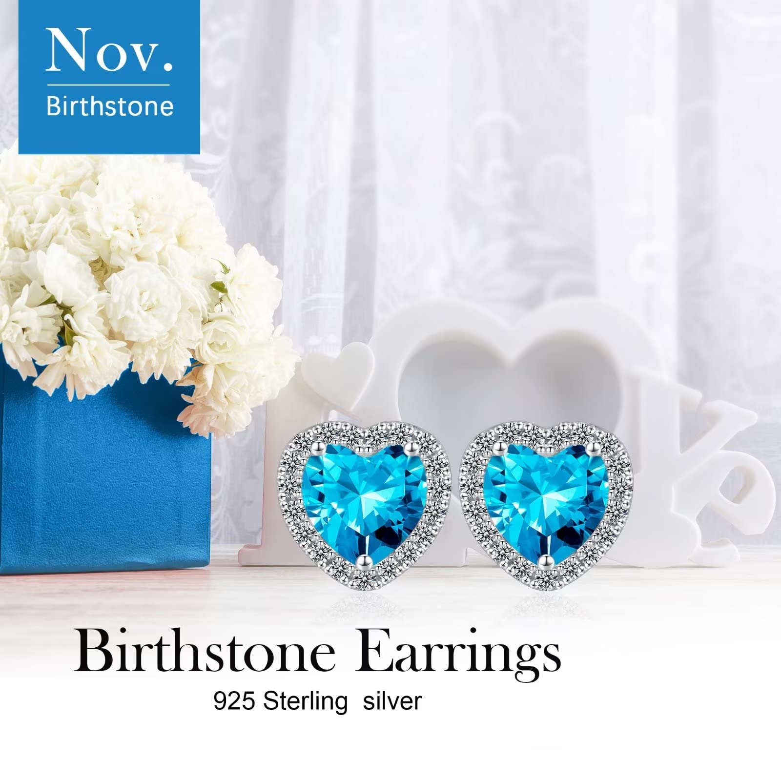 Sterling Silver Birthstone Stud Earrings for Women - Elegant Jewelry Gifts for Wife, Mom, Girlfriend | Perfect for Anniversary, Christmas, Mother's Day & Birthday | Everyday Wear & Special Occasions