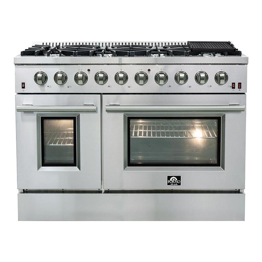 Forno Galiano Professional 48-inch 6.58 cu. ft. Stainless Steel Gas Range with 4 Burner Stove & Convection Oven - Perfect for Home Kitchen & Restaurant Cooking (Model FFSGS6244)