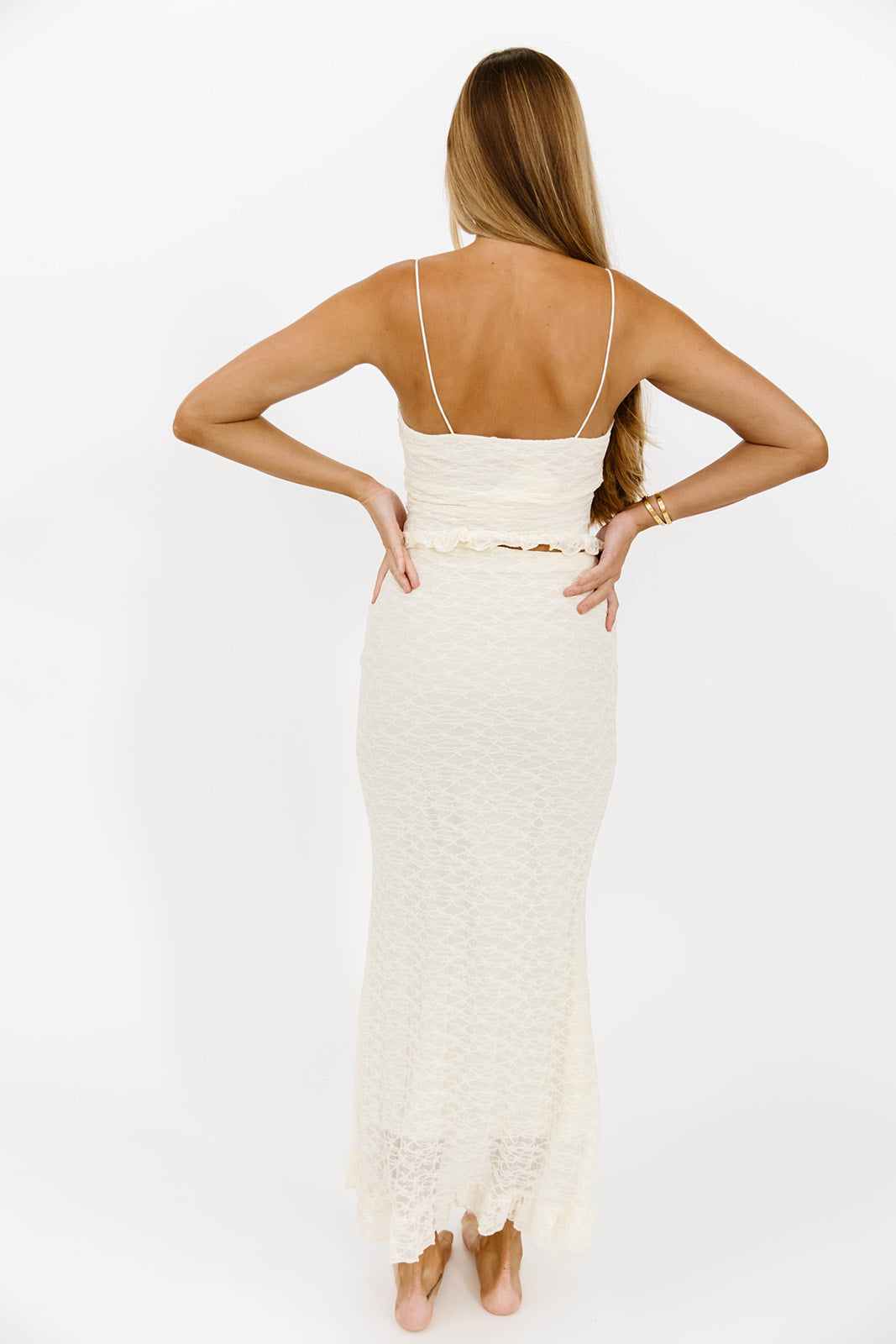 Mika Lace Cami and Skirt Set - Cream Lace Bodysuit & Flowy Skirt Outfit for Women | Perfect for Date Night, Bridal Shower & Summer Vacation