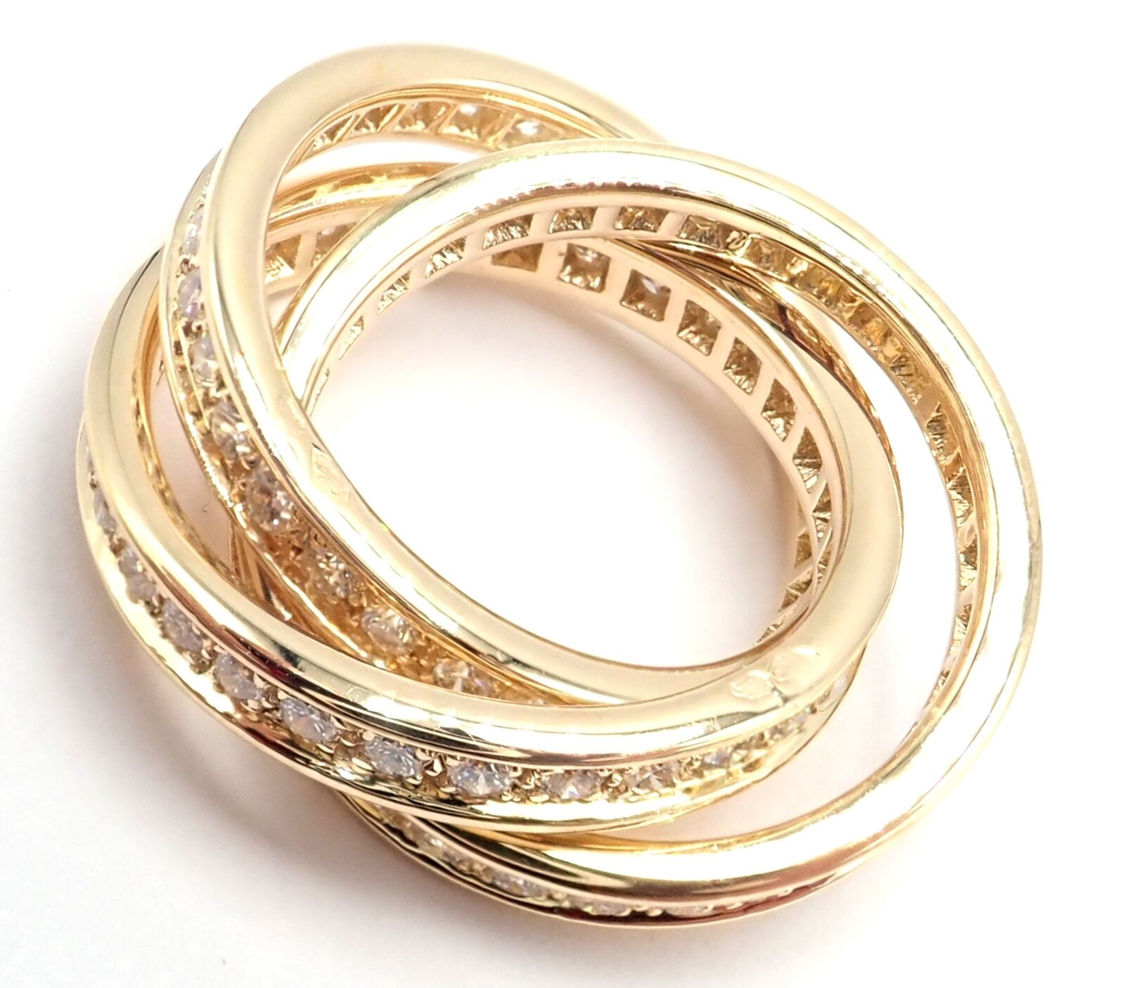 Authentic Cartier 18K Yellow Gold Diamond Trinity Band Ring Size 5.75 - Luxury Wedding Band for Women, Anniversary Gift for Her - Perfect for Engagements, Weddings & Special Occasions