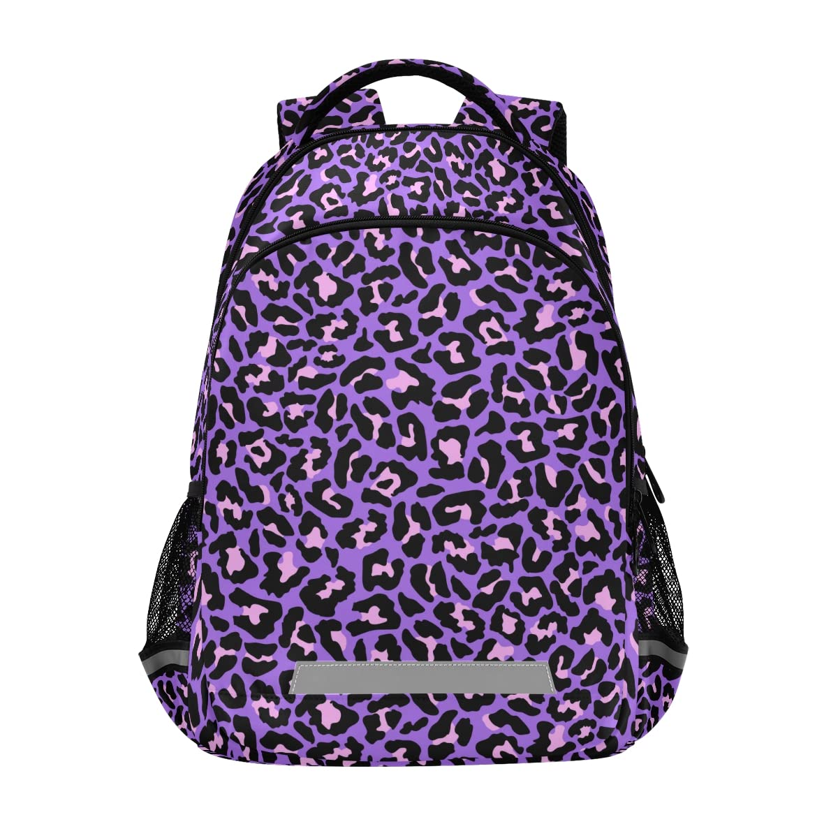 MNSRUU Neon Purple Pink Leopard Print Laptop Backpack with Chest Strap - Waterproof School Backpack for Boys & Girls, Lightweight Travel Hiking Rucksack for College, Work, Gym & Outdoor Adventures