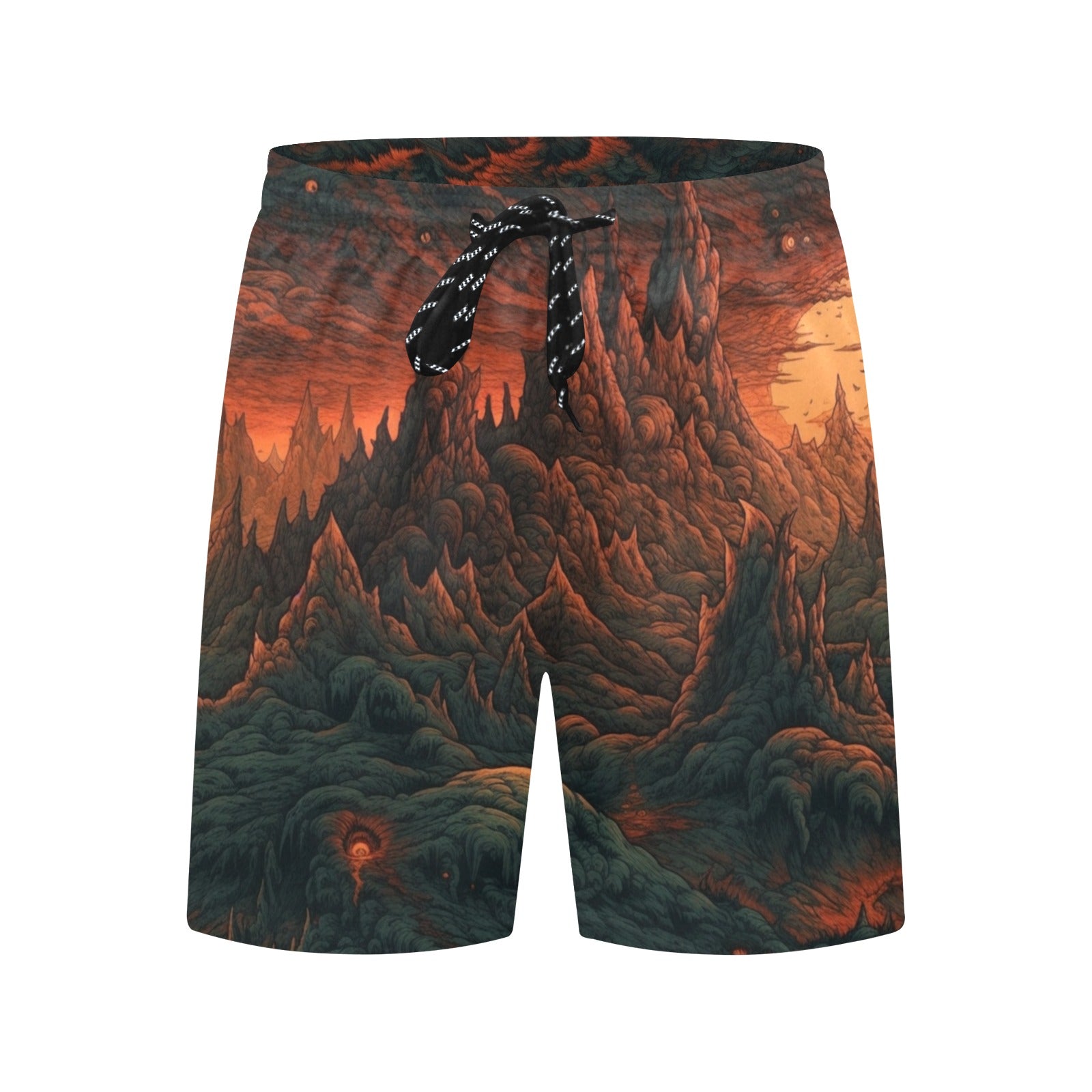 Hellscape Beach Shorts for Men - Quick-Dry Swim Trunks with UPF 50+ Sun Protection - Perfect for Swimming, Surfing, and Summer Vacations