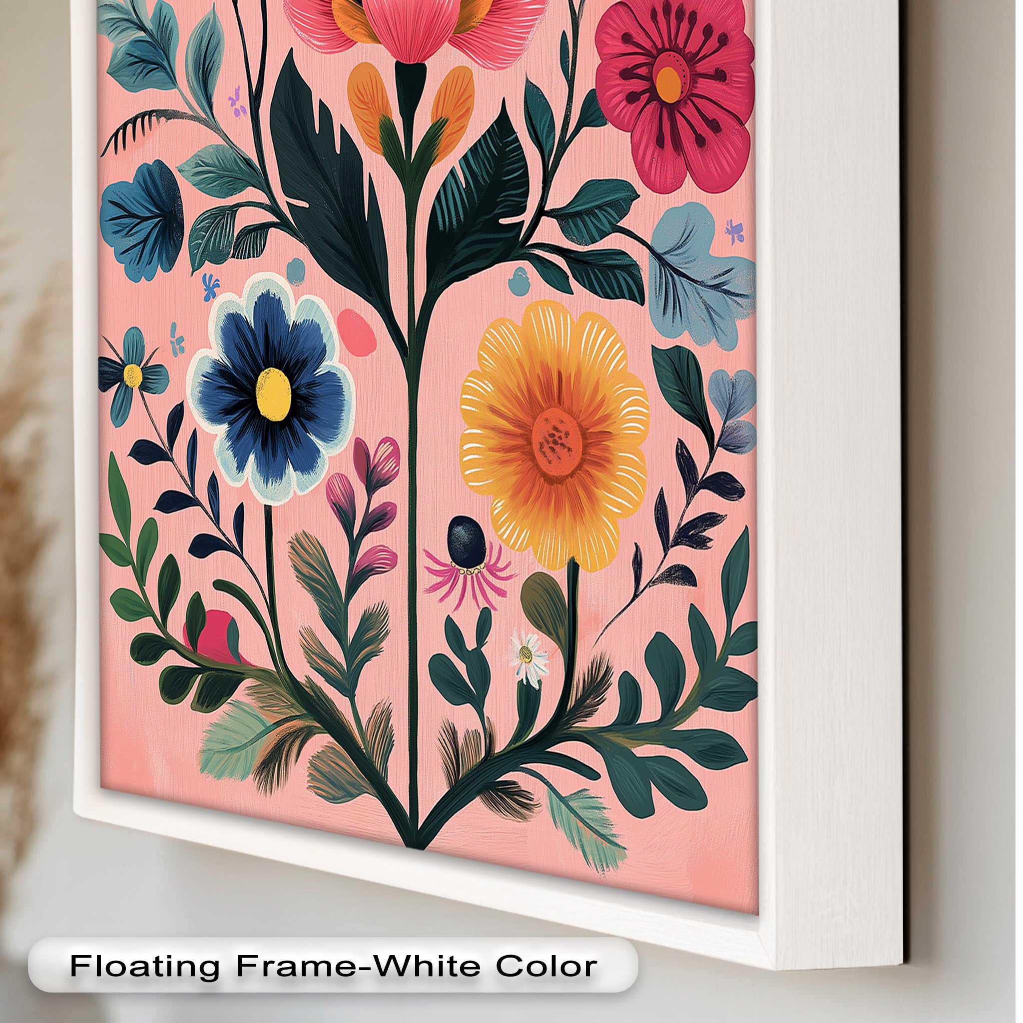 Whimsical Boho Flower Oil Painting - Blossom Carnival - Handmade Art for Home Decor, Living Room, Bedroom & Office Wall